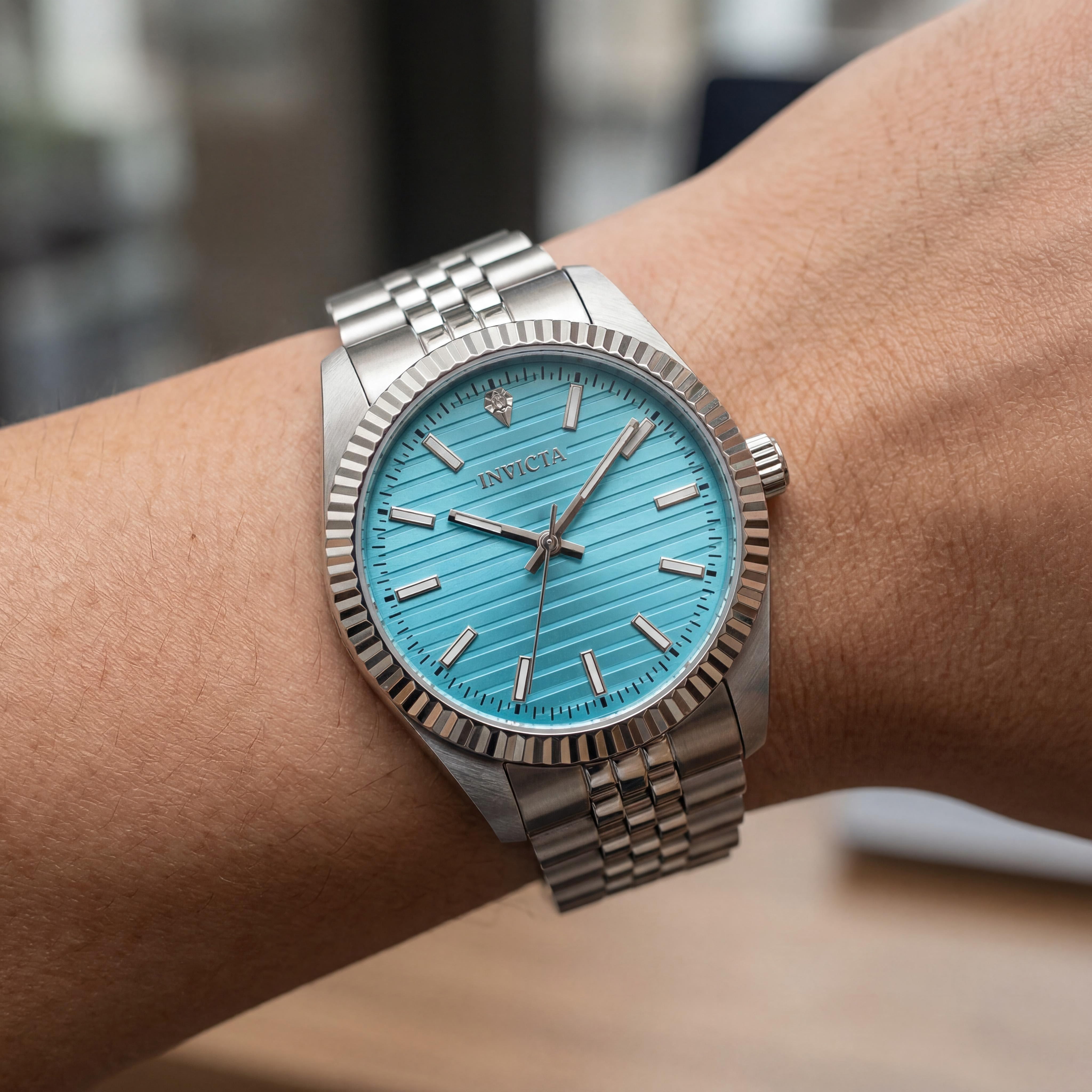 Invicta Celestial 69173 Reloj de pulsera de cuarzo para hombre, 36 mm, acero inoxidable, esfera azul, resistente al agua 3 ATM, Photo 4