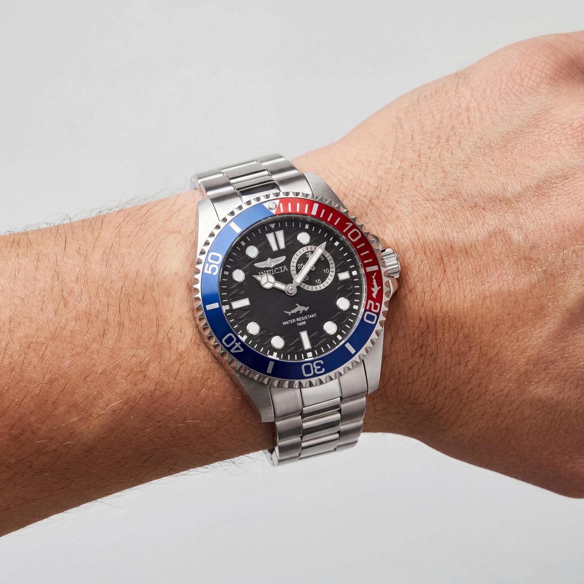 Reloj Invicta Pro Diver 49274 para hombre, de acero inoxidable plateado, esfera negra, cuarzo, resistente al agua hasta 10 ATM, 43 mm, Photo 3