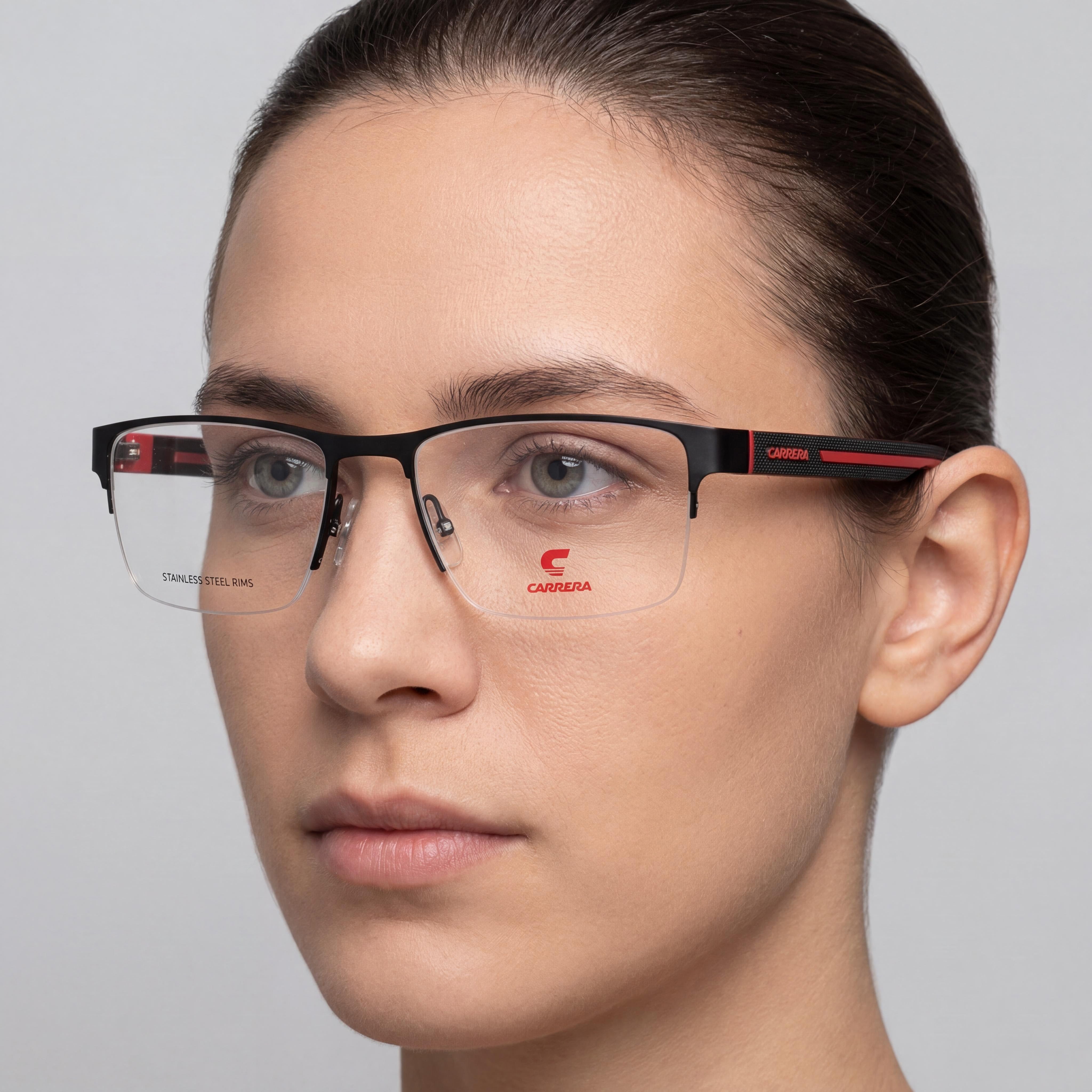 Gafas Modernas Unisex Carrera con Montura de Aleación de Acero y Lentes de Policarbonato no Polarizadas, Negro Rojo, 54mm, Photo 4