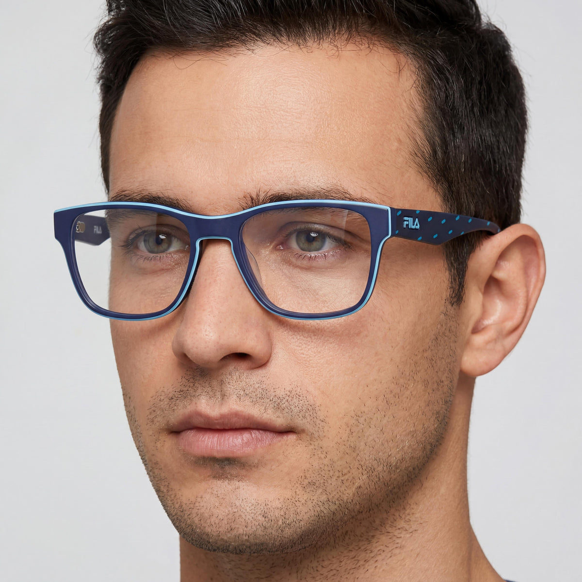 Fila VFI115 Blue Rectangle Eyeglasses for Men, Acetate 54mm, Photo 4