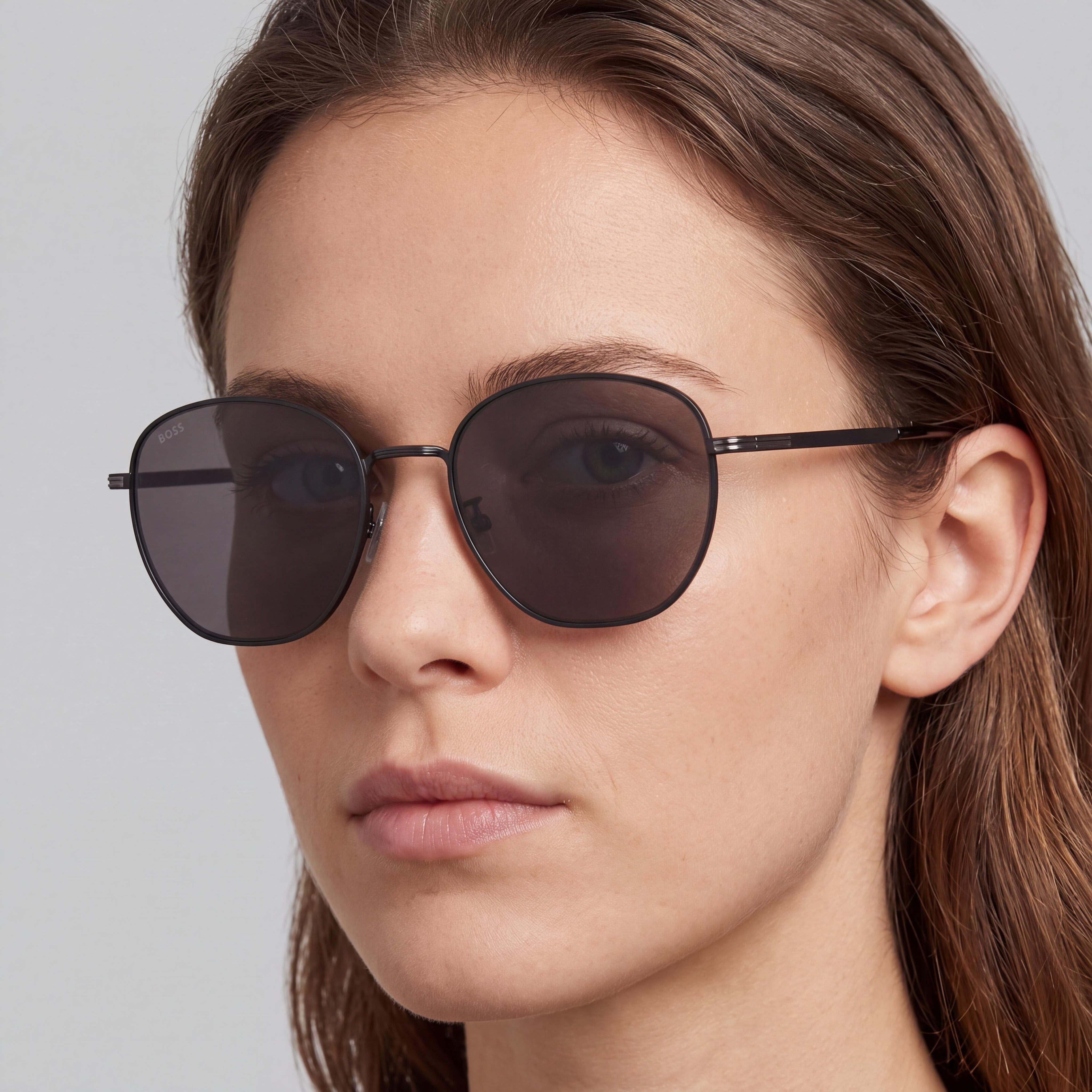 Hugo Boss 206838 Casual Women's Matt Black Stainless Steel Frame Polycarbonate Lens UV Protection Sunglasses 56mm, Photo 5