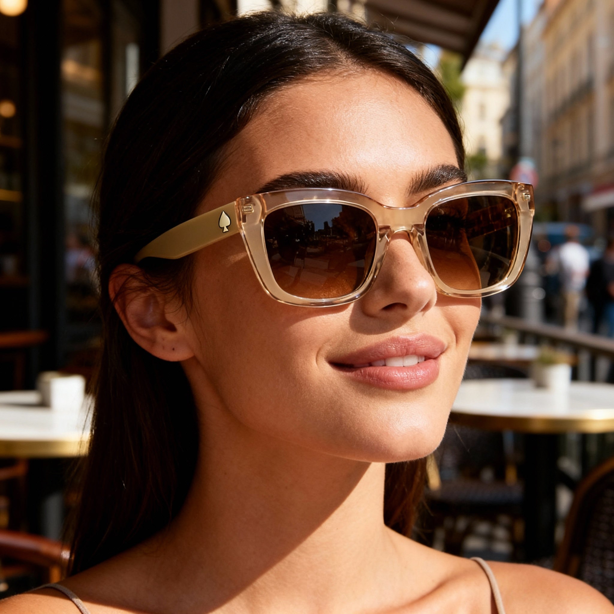 kate spade new york Tammy/S Women's Transparent Beige Brown Acetate Gradient Brown Sunglasses 53mm, Photo 4