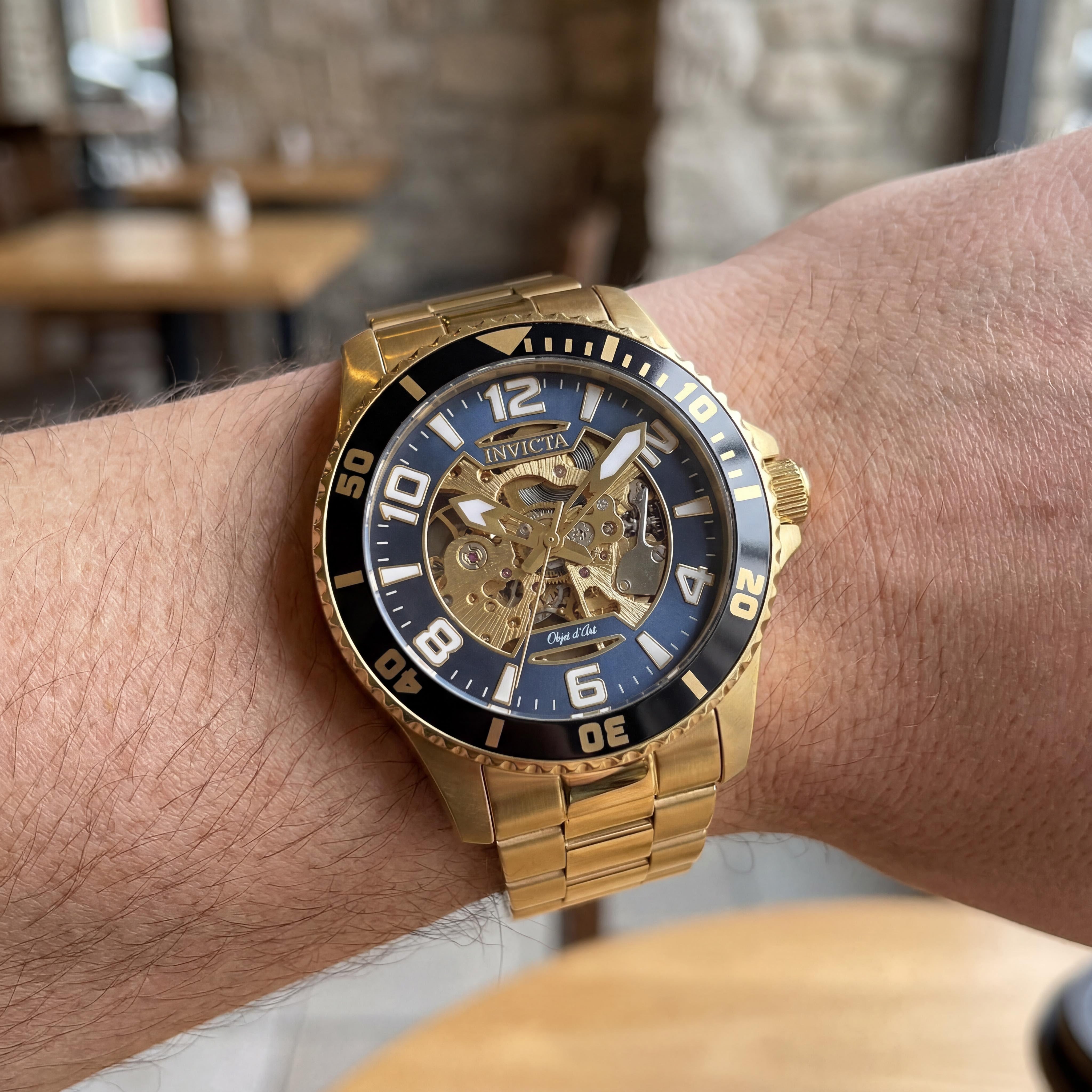 Invicta 22604 Reloj para hombre tipo esqueleto con cronógrafo, azul dorado 42 mm, Photo 3