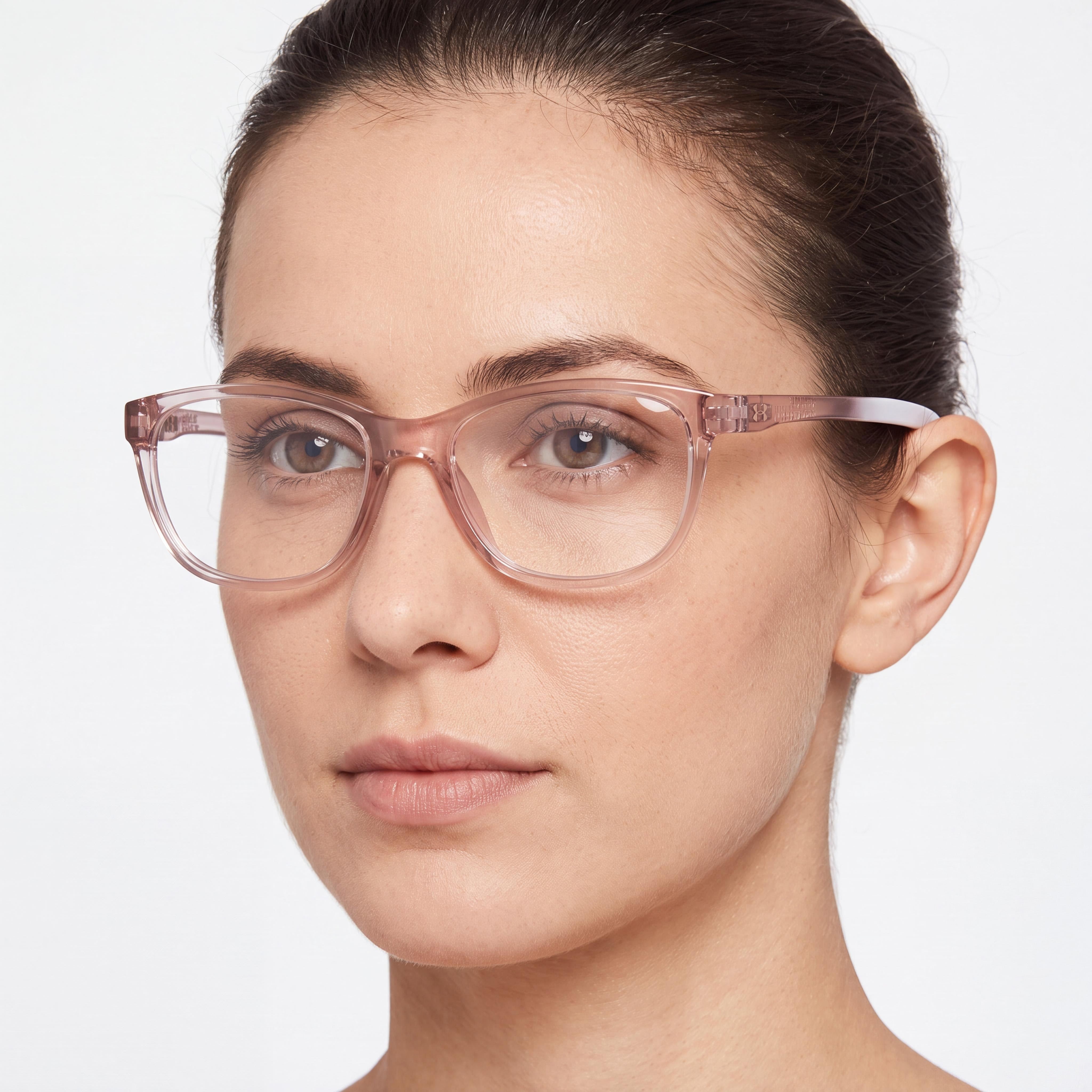 Under Armour Women's Ua 5025 Rectangular Optical Frames in Polyamide Crystal Pink, 53mm, Photo 5