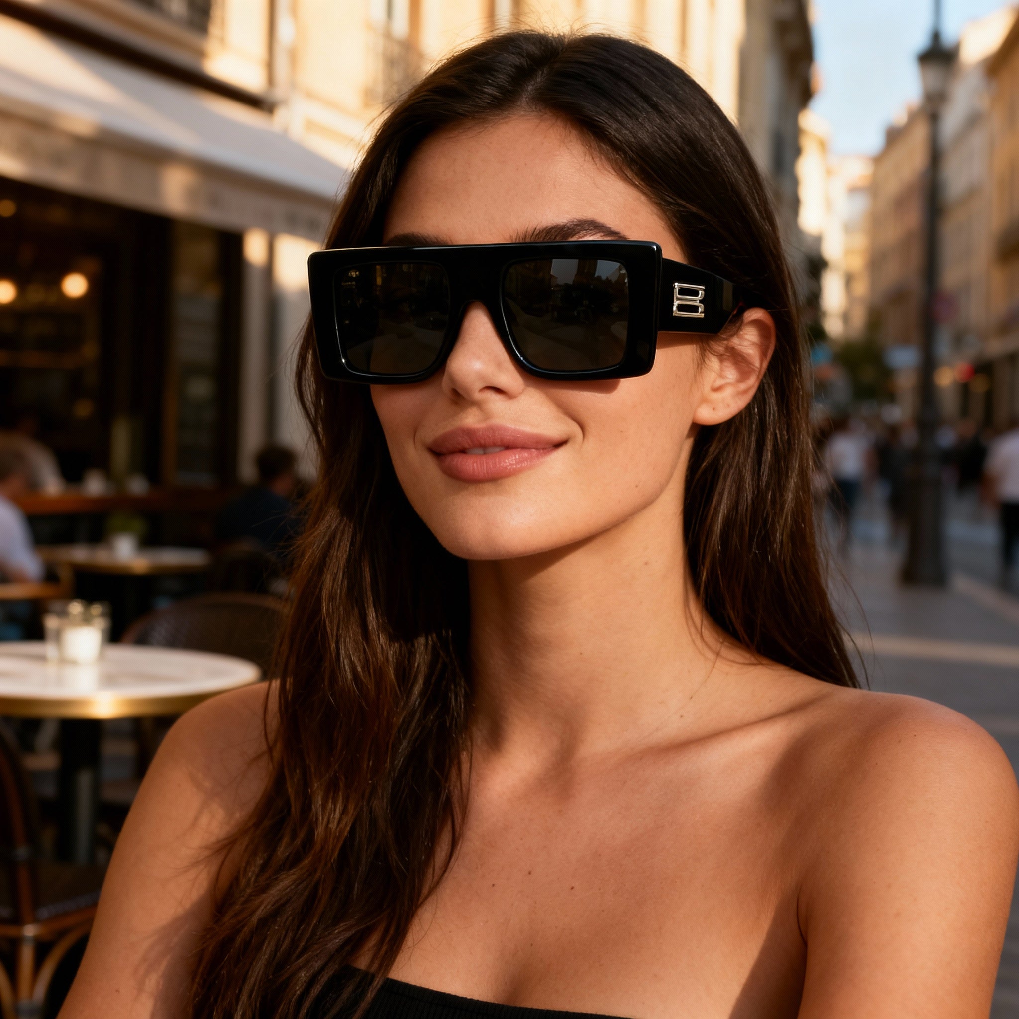 Victoria Beckham VB677S Women's Casual Sunglasses, Black White Frame, Black Lens, 22mm Bridge, 145mm Temple, Photo 6