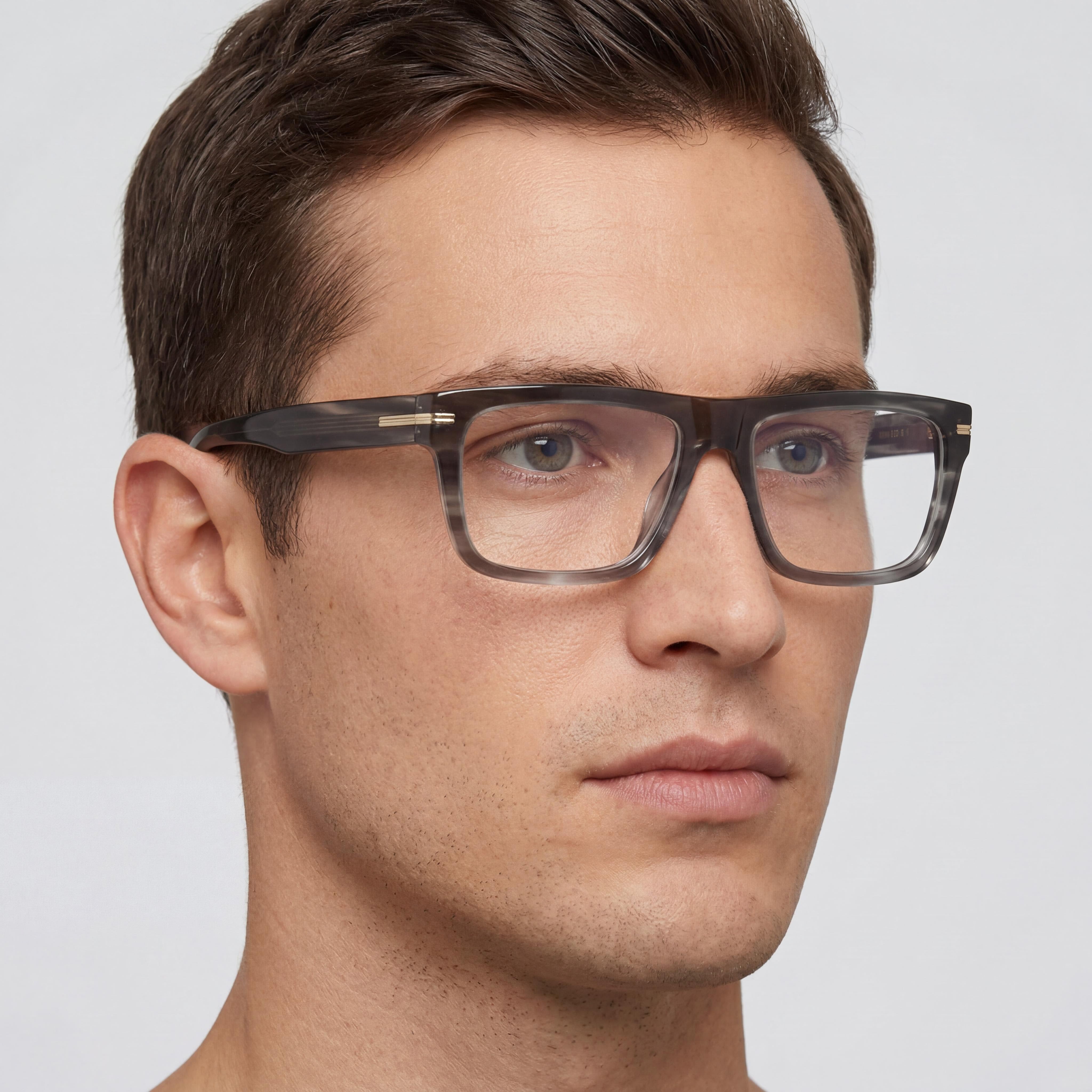Hugo Boss Modern Unisex Grey Horn Acetate Frame Polycarbonate Non-Polarized Lenses 53mm, Photo 4