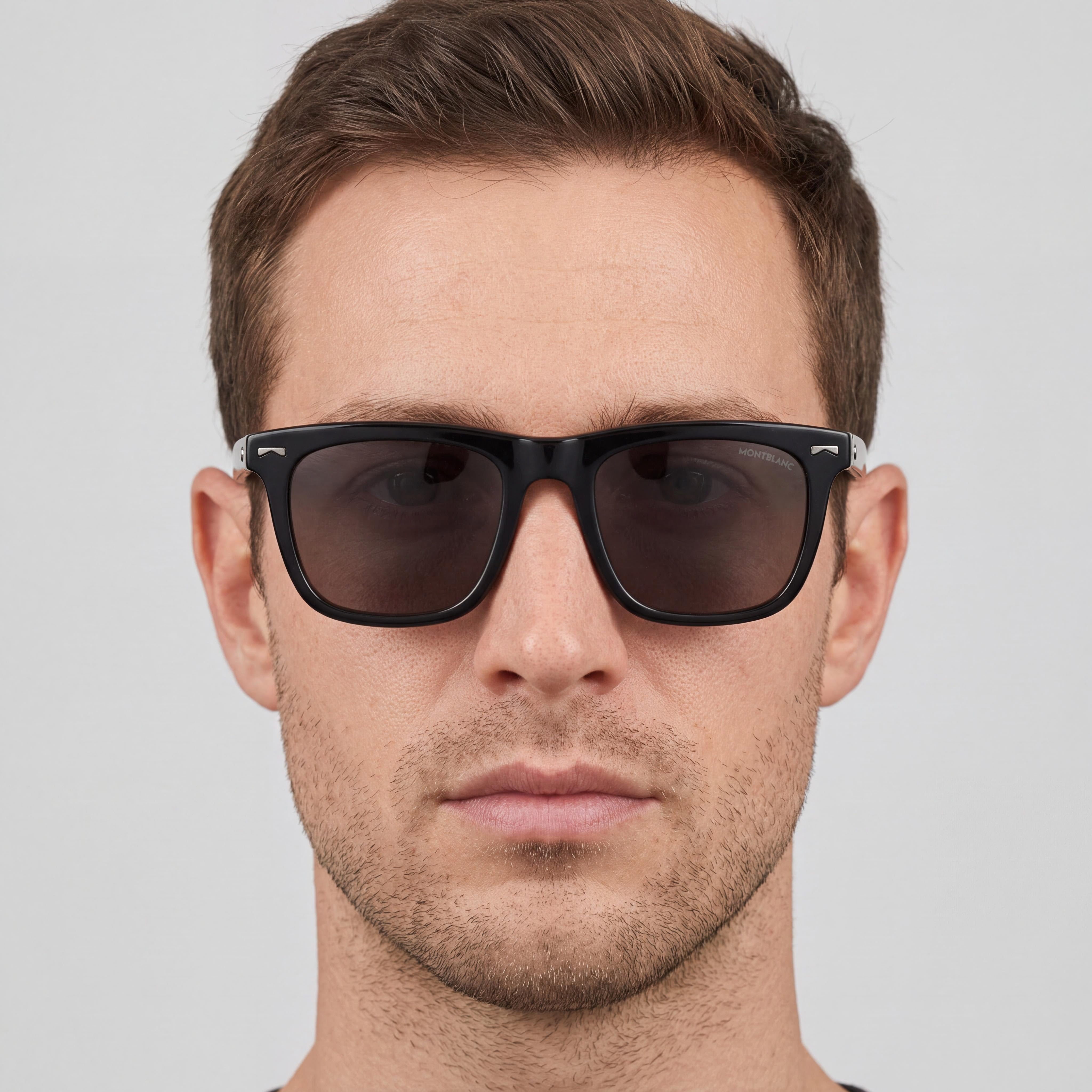 MONTBLANC Classic Unisex Acetate Multicoloured Frame Black Grey Lens Sunglasses 56mm UV Protection, Photo 3