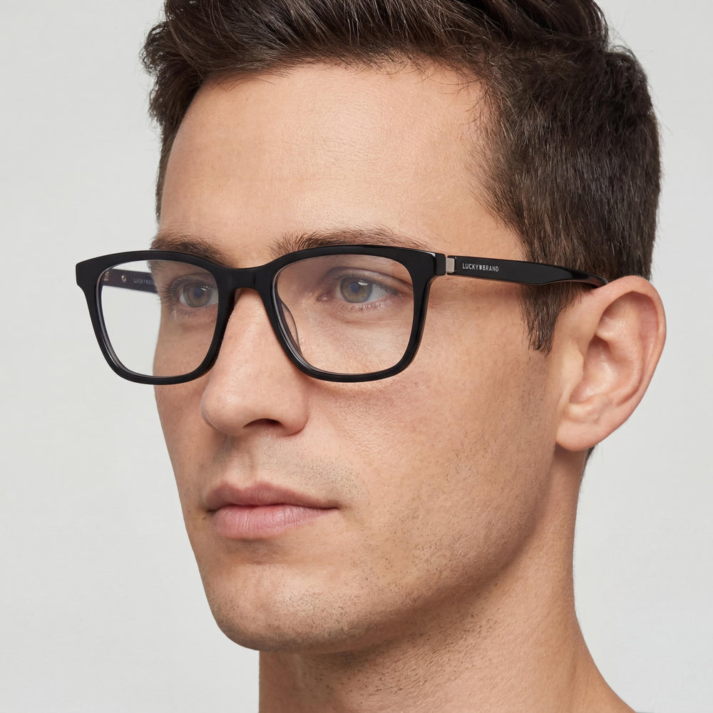 Gafas de sol polarizadas ligeras de plástico negro Lucky Brand Vlbd425 para hombre con ancho de lente de 51 mm
