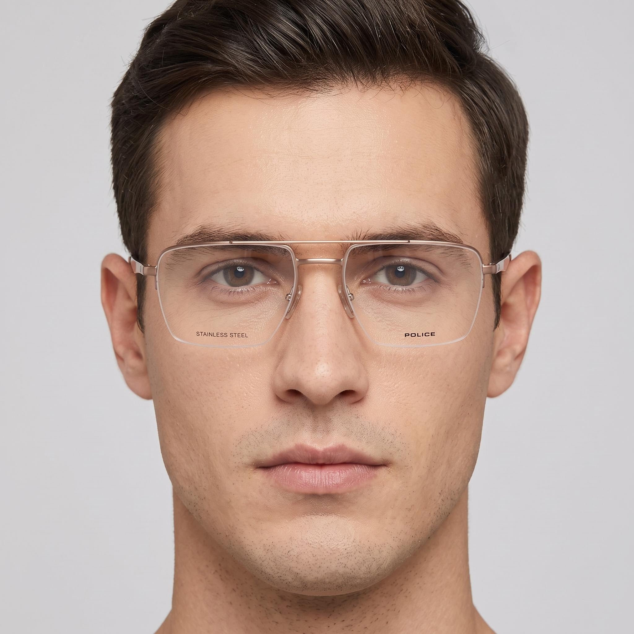 Gafas Rectangulares Police Satin Bronze para Hombre, Metal 55mm, Photo 3