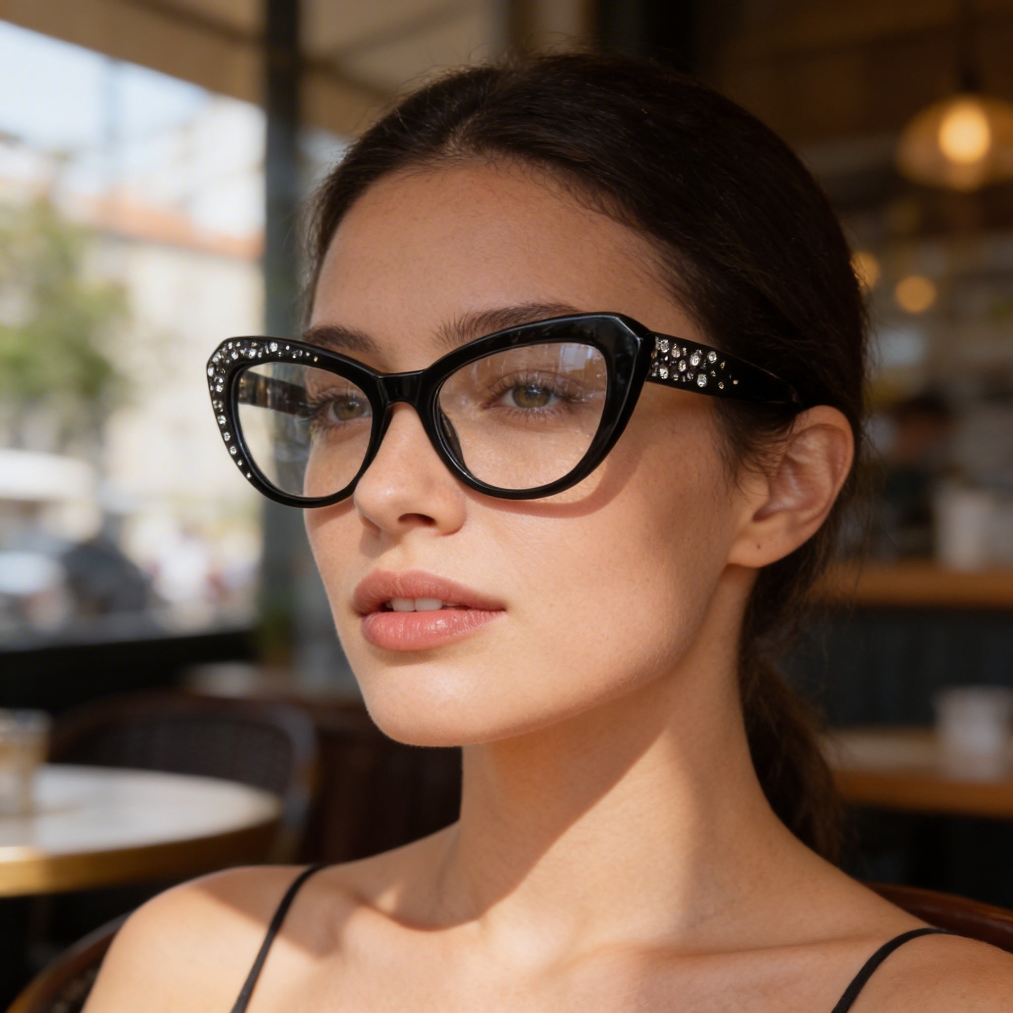 GUESS by Marciano Gm50016 Women's Shiny Black Plastic Frame Non- Polycarbonate Glasses Size 53-20-140, Photo 4