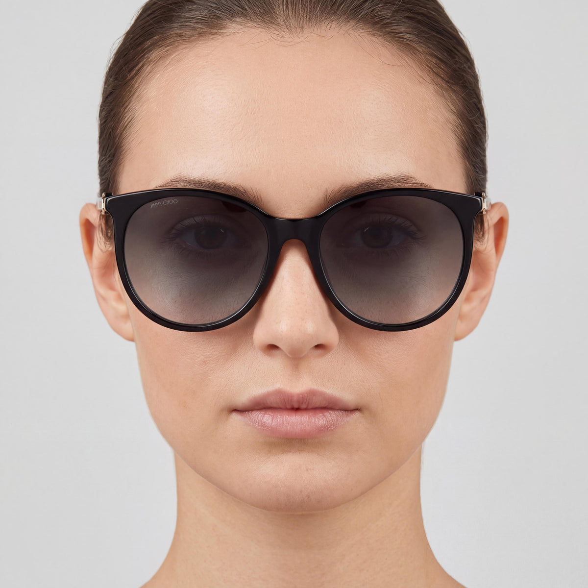 JIMMY CHOO Ilana/F/Sk Women's Cat Eye Sunglasses Black Gold Copper Plastic Frame Grey Gradient UV Lenses 57mm, Photo 3