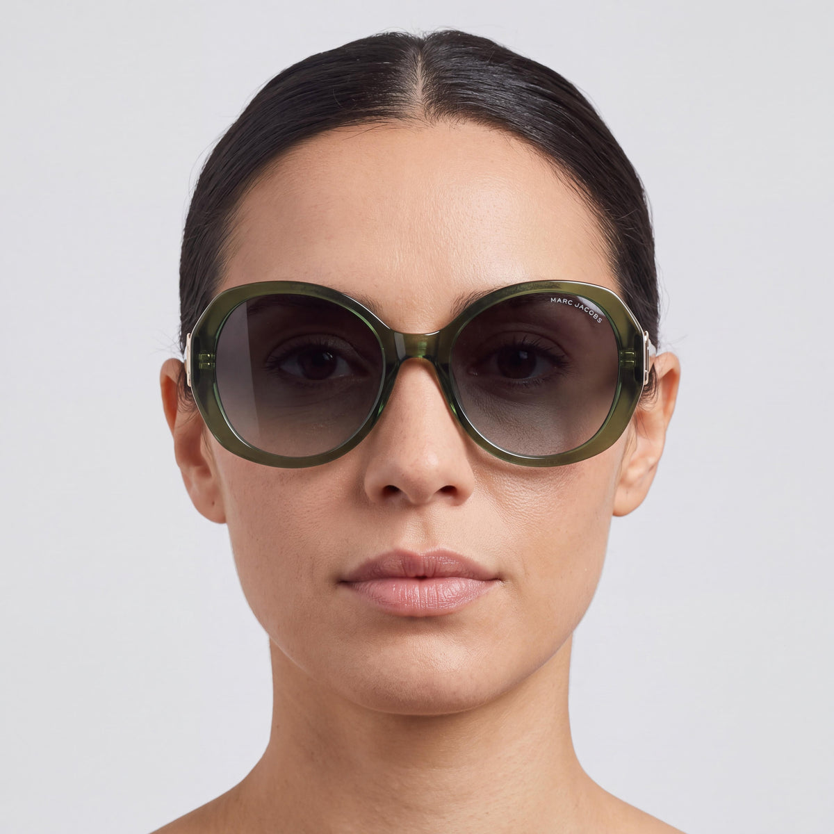 Marc Jacobs 763/S Gafas de sol ovaladas de acetato sin polarización para mujer, montura verde/gris Azure, lentes gris Azure, 55 mm, Photo 3