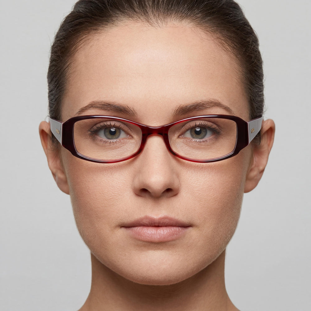 Gafas de ver Fossil Oval Lizzie para mujer, en acetato degradado marrón, con lentes de demostración transparentes, 51-17-135