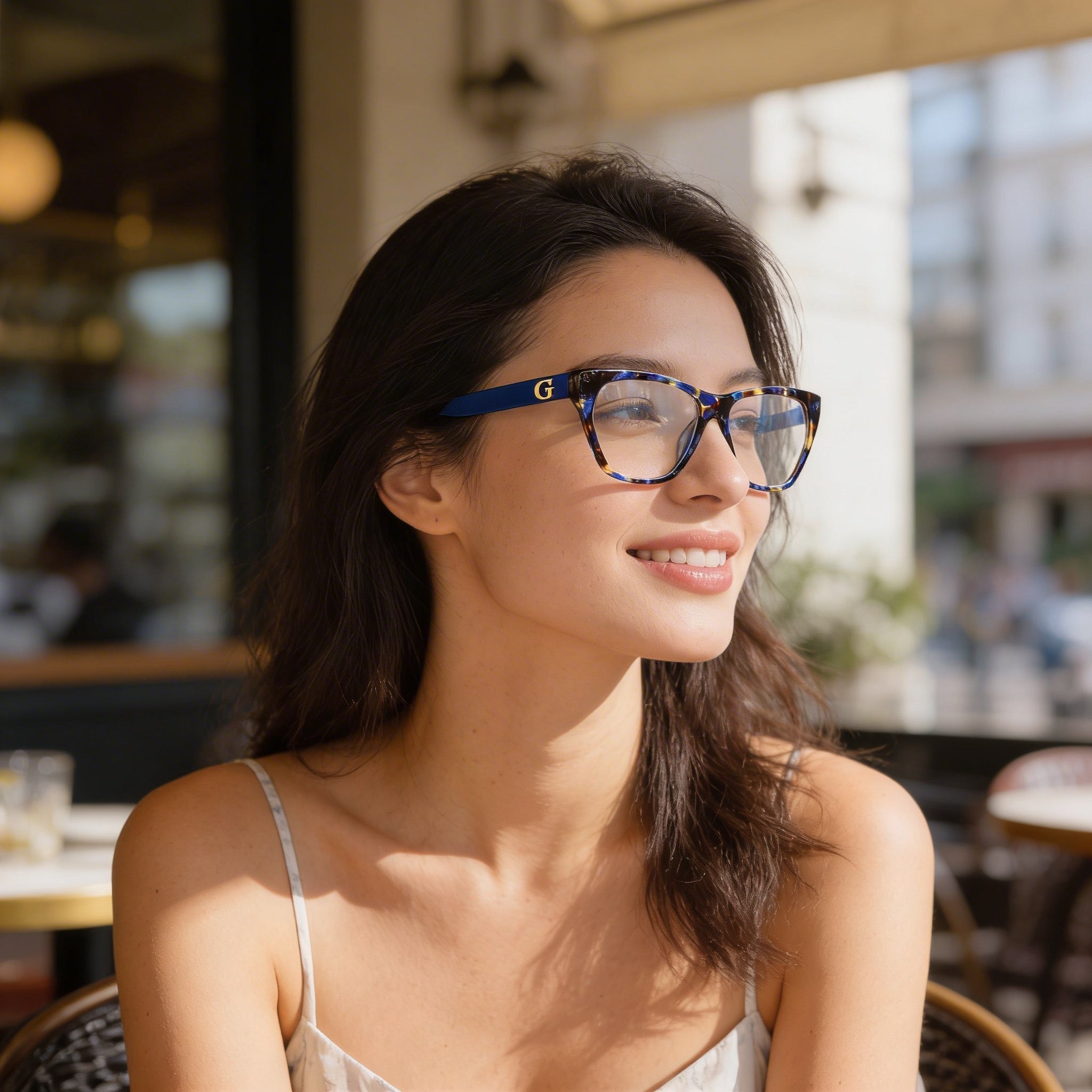 GUESS Gu50234 Women's Plastic Frame Shiny Blue Havana Non- Polycarbonate Eyeglasses 54mm, Photo 4