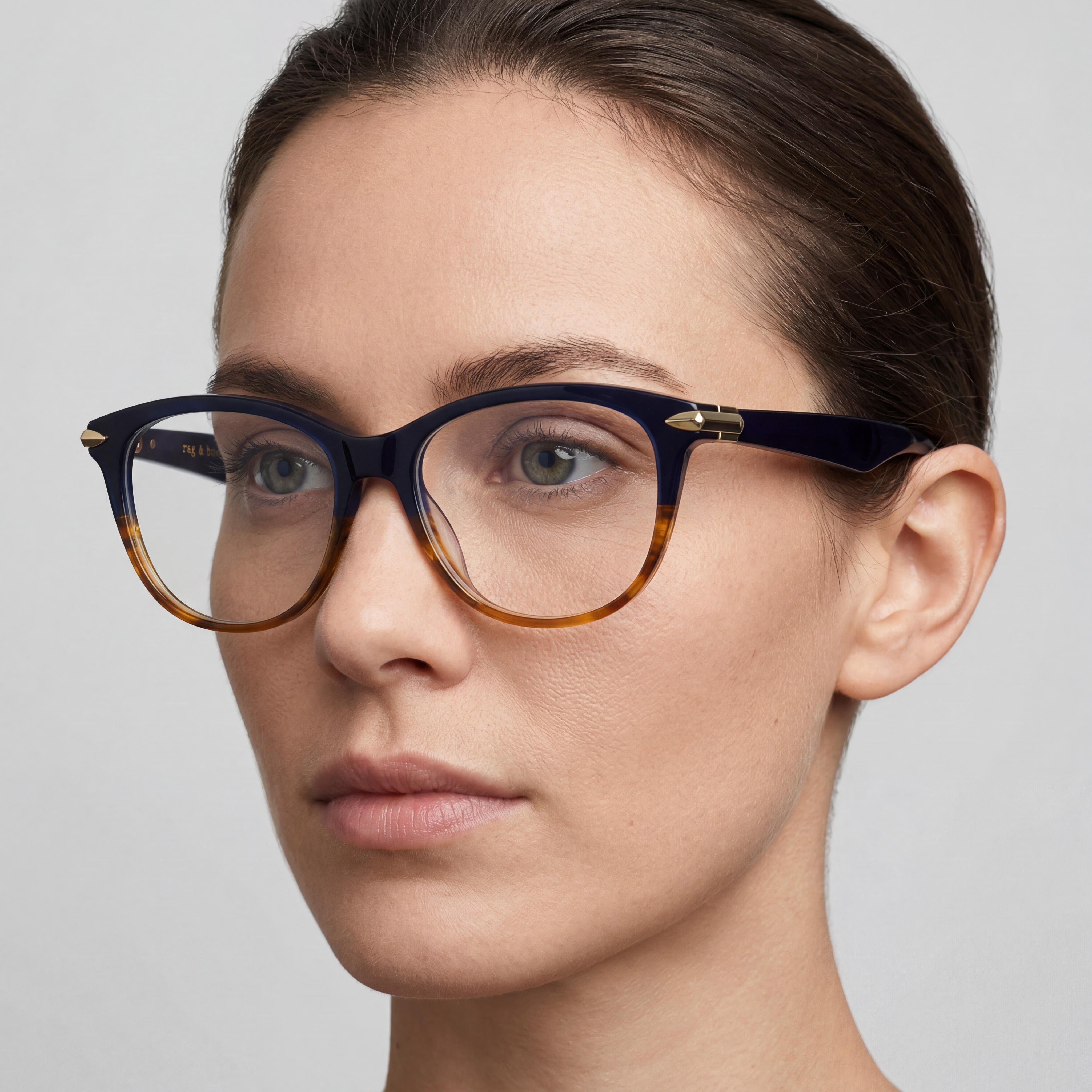 Rag & Bone Rnb 3014 Women's Havana Blue Acetate Frame Eyewear with Non- Polycarbonate Lenses, Size 49-16-140, Photo 3