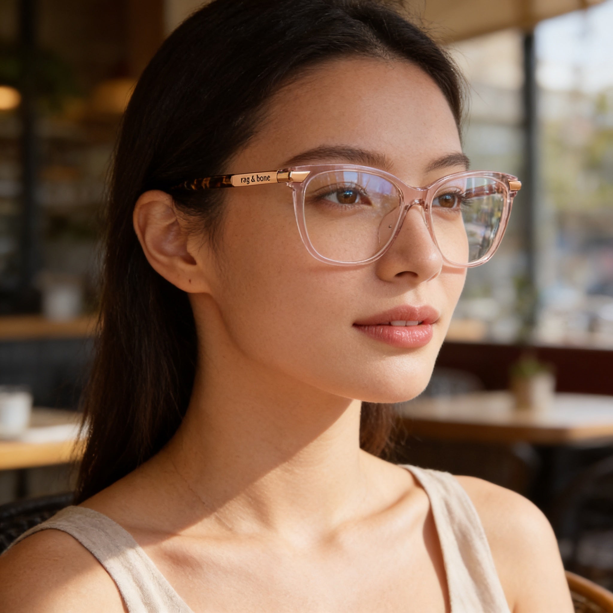 Rag & Bone Modern Women’s Beige Acetate Frame with Beige Polycarbonate Non-Polarised Lenses 53mm Sunglasses, Photo 3