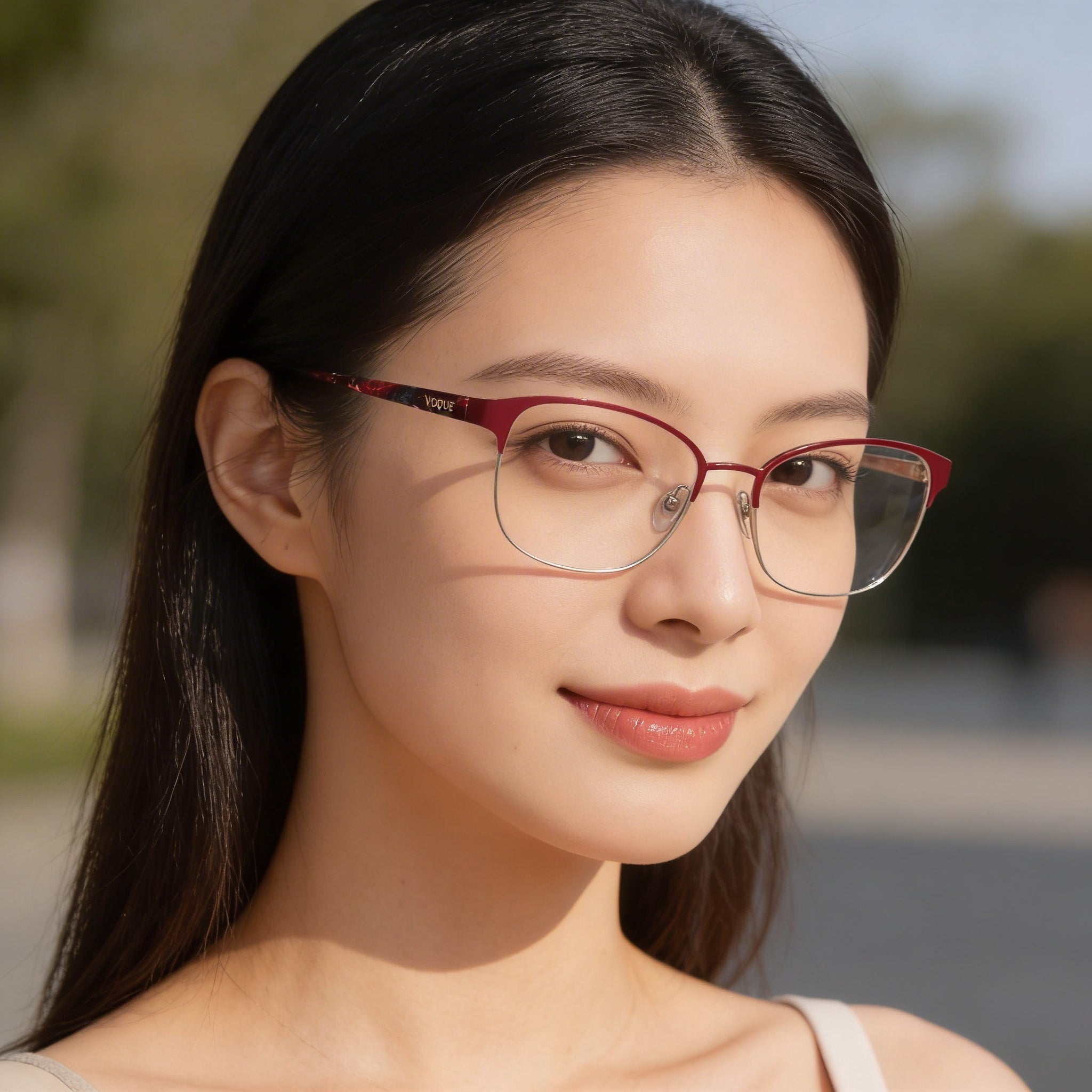 Vogue Eyewear Vo4072 Rectangular Metal Eyeglass Frames Women's Dark Red Silver Lens Width 52mm, Photo 6