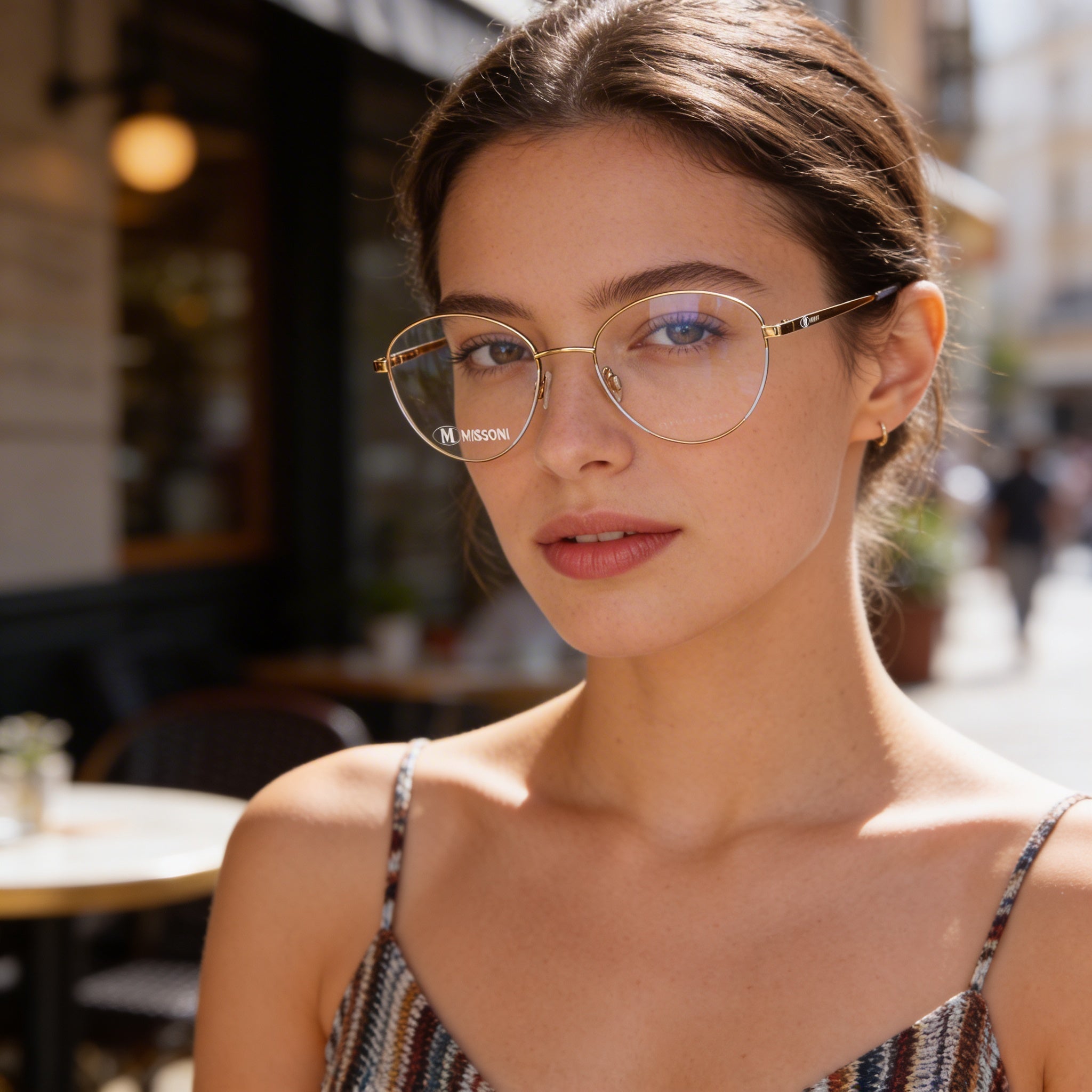 Gafas de mujer Missoni MMI 0024 de ojo de gato, montura de aleación de acero, lila, dorado y cobre, lente de policarbonato de 53 mm, Photo 5