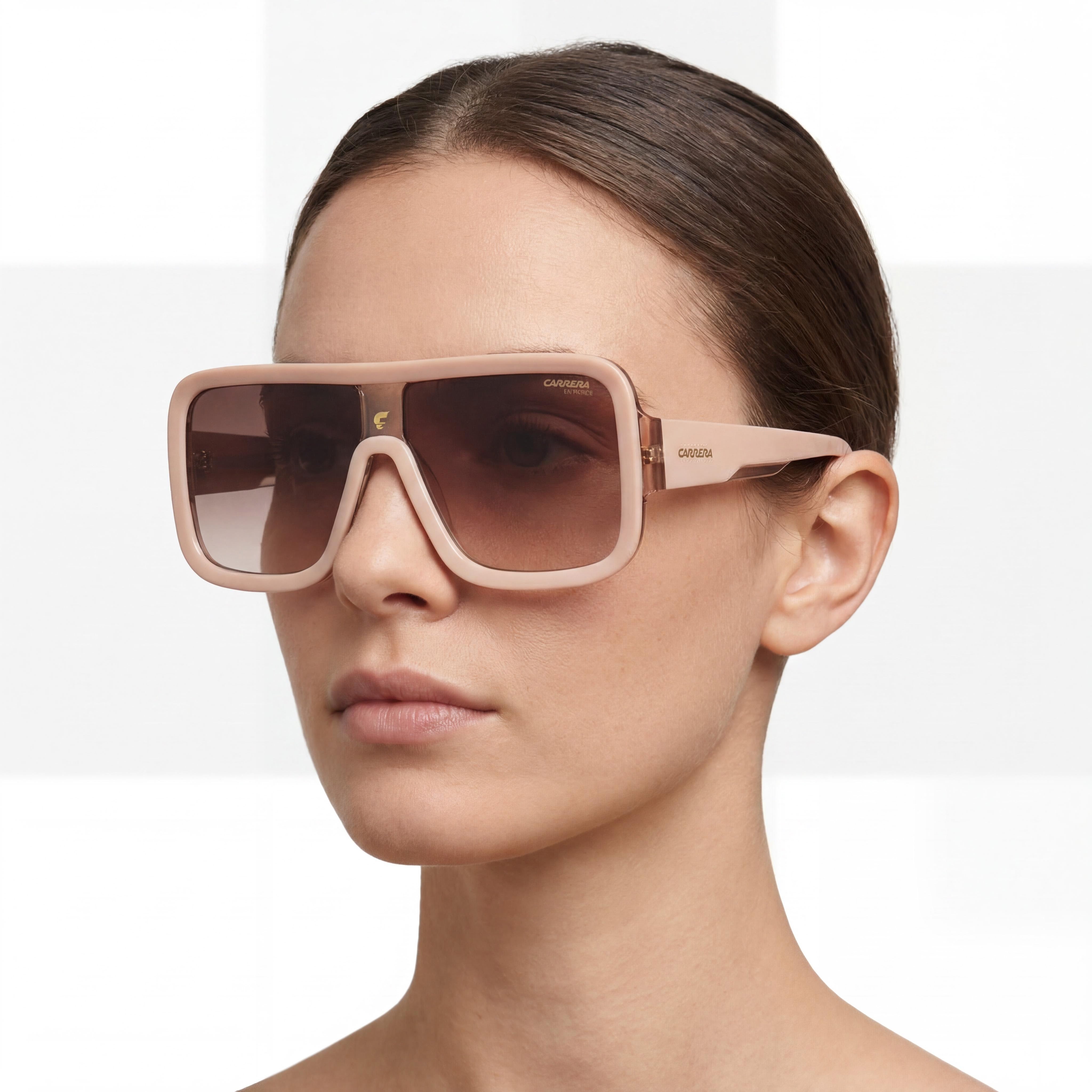 Carrera Classic Women's Sunglasses with Beige Brown Shaded Acetate Frame and Gradient Brown Lenses 62mm, Photo 4