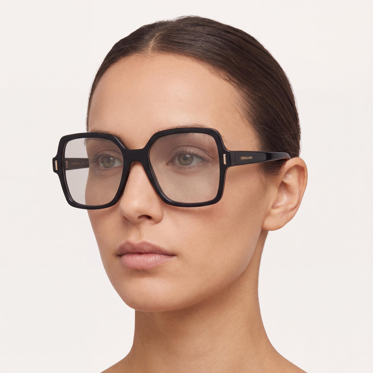 Ferragamo Sf3031 Women's Black Acetate Lightweight Frame Eyeglasses with Clear Polycarbonate Lenses 56mm, Photo 4