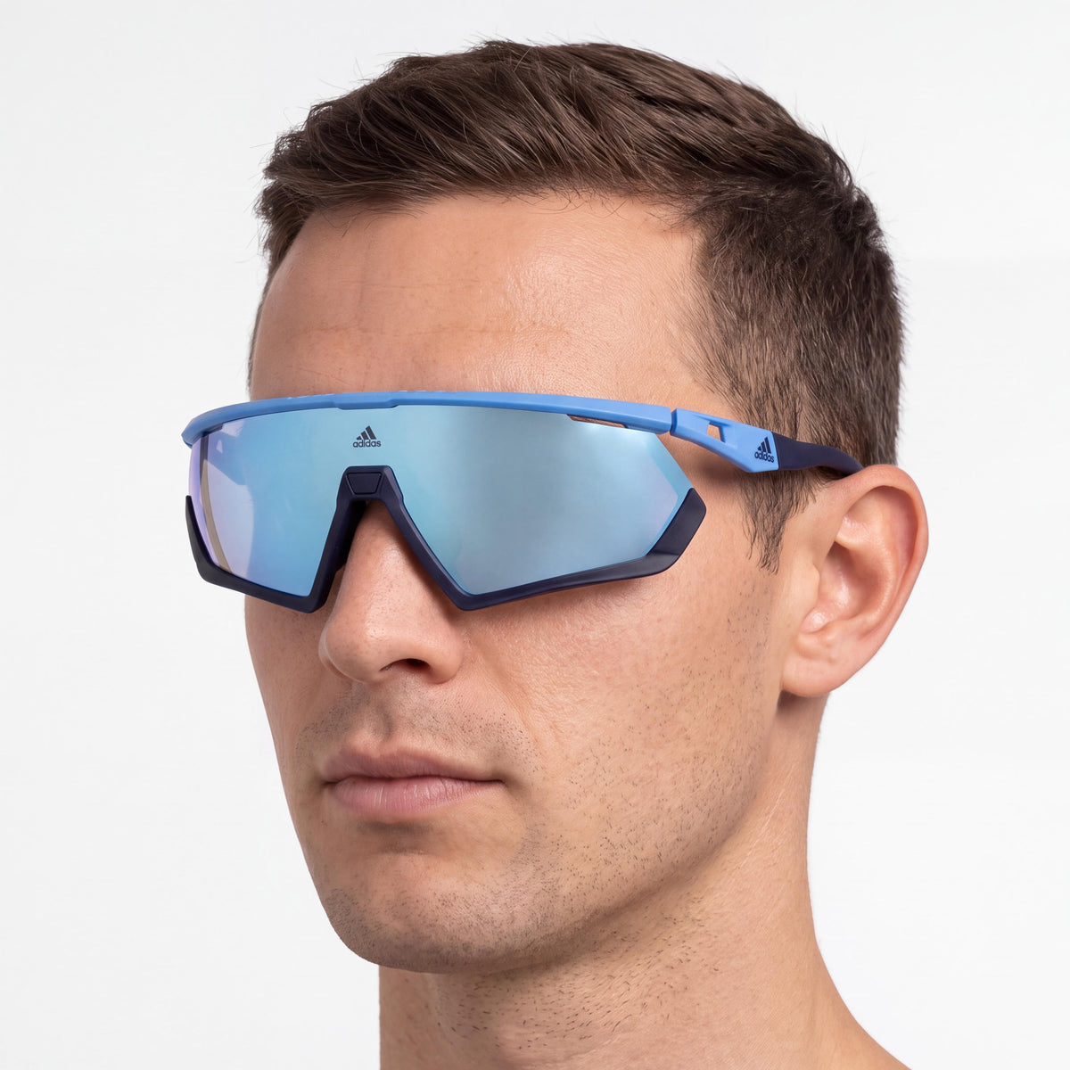 adidas Sp0054 Men's Matte Blue Acetate Sunglasses with Blue Mirror Lenses & UV Protection, Photo 4