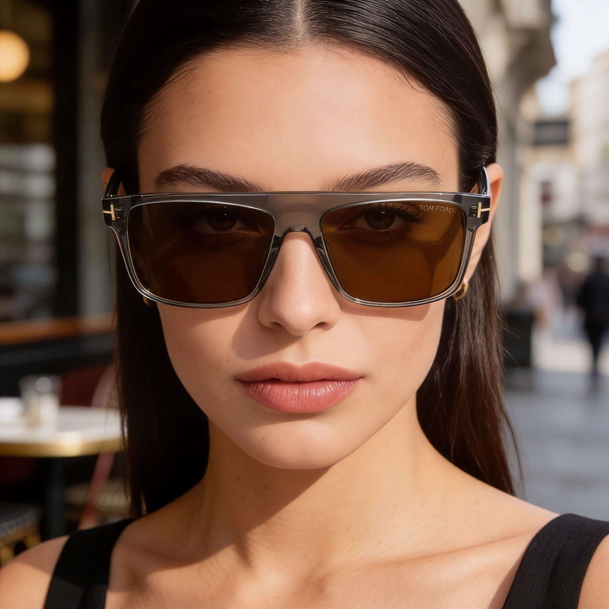 Gafas de sol Tom Ford FT0999 PHILIPPE-02 unisex con montura de plástico pantografiado gris transparente y lentes marrones sin polarizar con protección UV de 58 mm, Photo 6