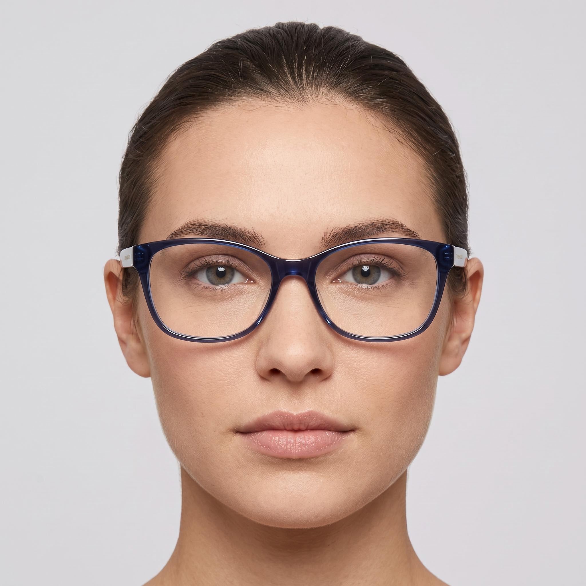 Tommy Hilfiger Gafas Ópticas Rectangulares Cuadradas de Plástico para Mujer, Diseño Azul Blanco 52 mm, Photo 4