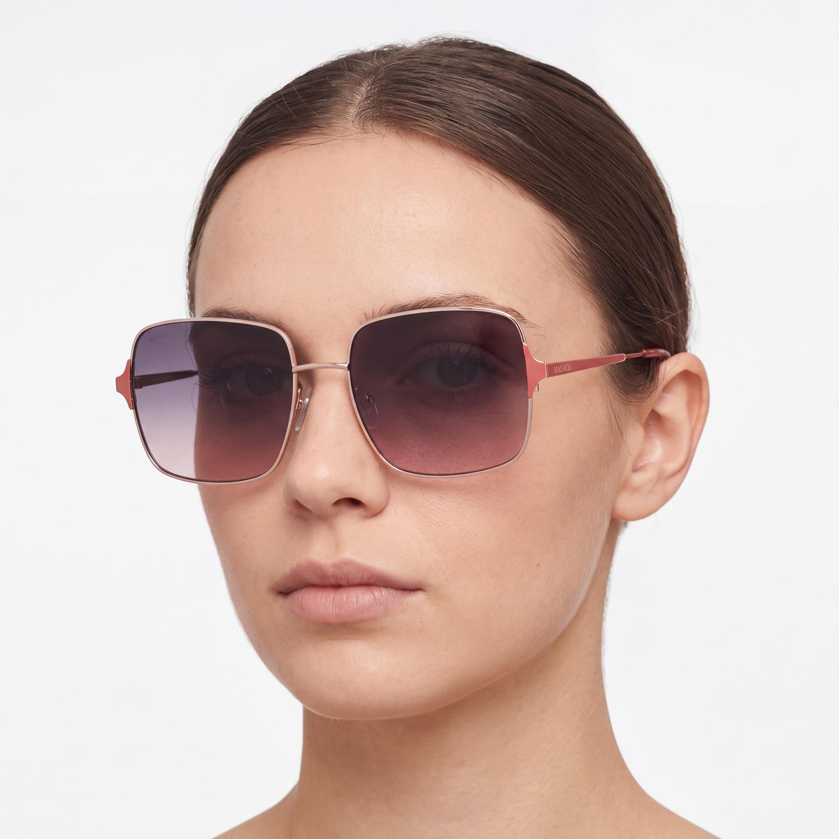Max & Co. Casual Women's Sunglasses with Shiny Rose Gold Finish Metal Frame and Gradient Smoke Lenses 56mm, Photo 4