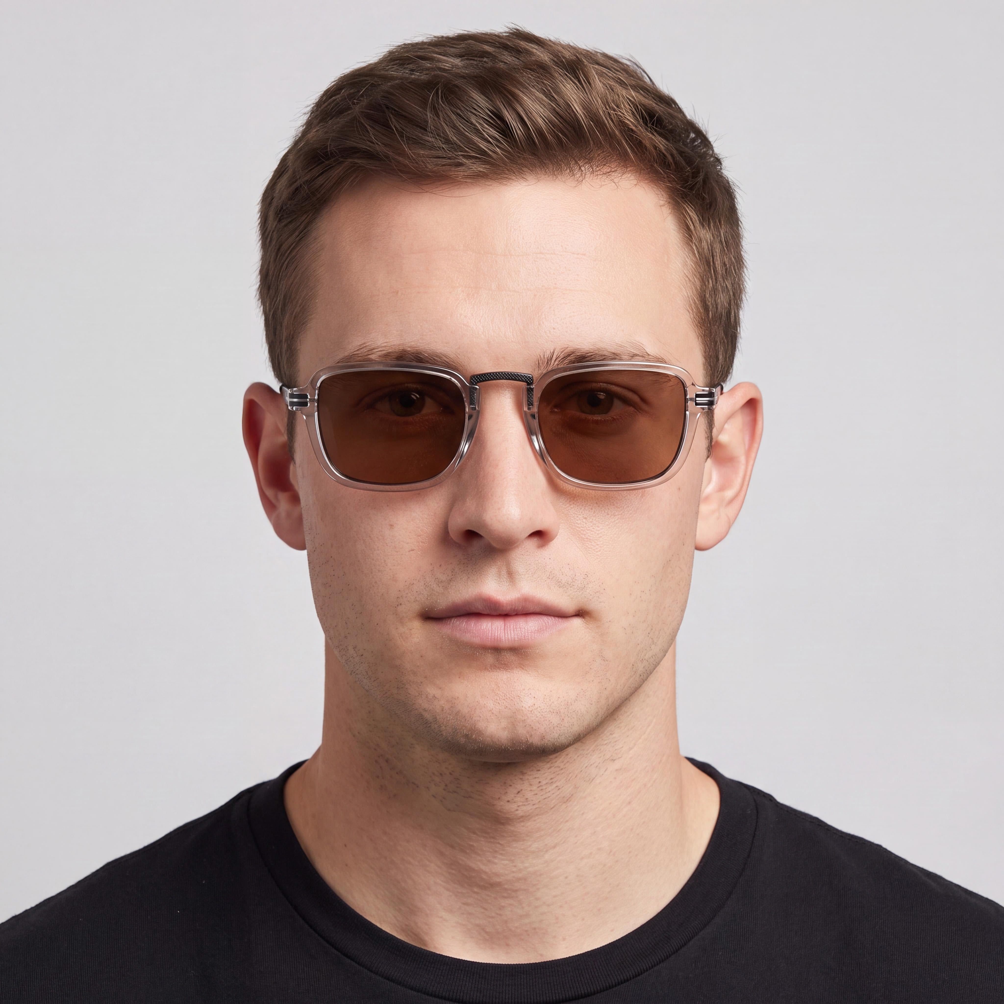 PRIVÉ REVAUX No Concept Gafas de sol de policarbonato gris cristal dorado con protección UV para hombre de 52 mm, Photo 3
