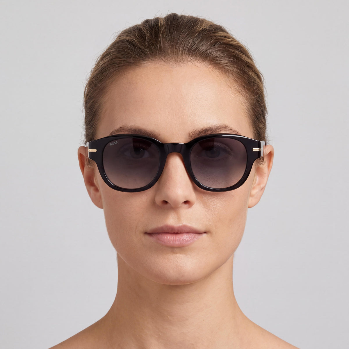 Hugo Boss Boss 1717/S Rectangular Women's Black Striped White Acetate 100% UV Sunglasses BROWN SOL-X 48mm, Photo 3