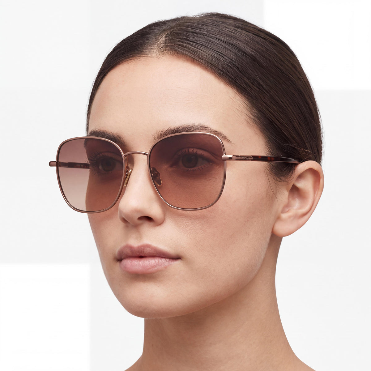 QUAY AUSTRALIA Uptown Women's Square Plastic Sunglasses, Champagne Brown Fade White Frame, Brown Fawn Lens, 58mm, UV Protection, Photo 4