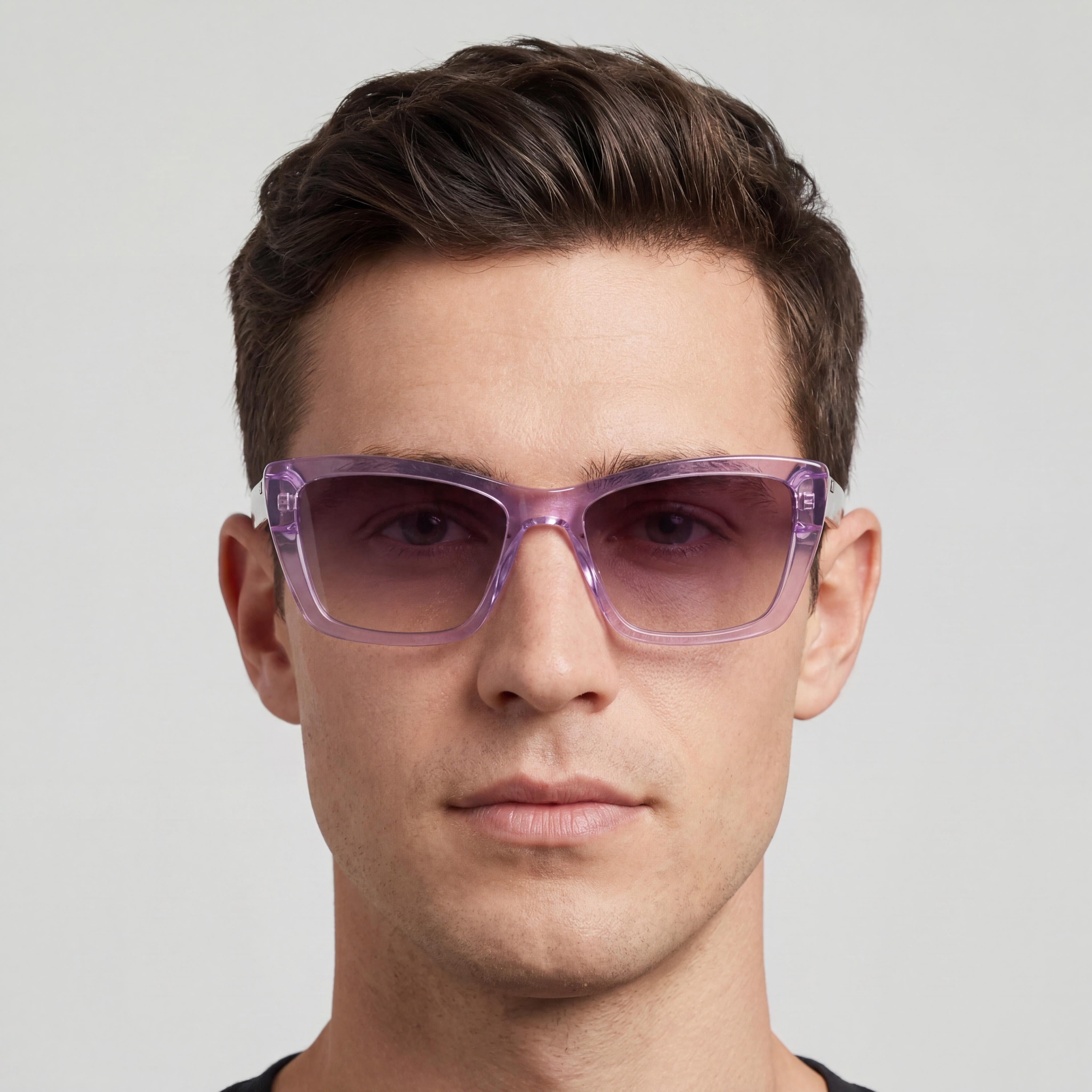 DKNY Men's DK554S Modern Crystal Lilac Acetate Sunglasses, Double Gradient Red Non-Polarized Lenses, UV 400, 54mm, Photo 5