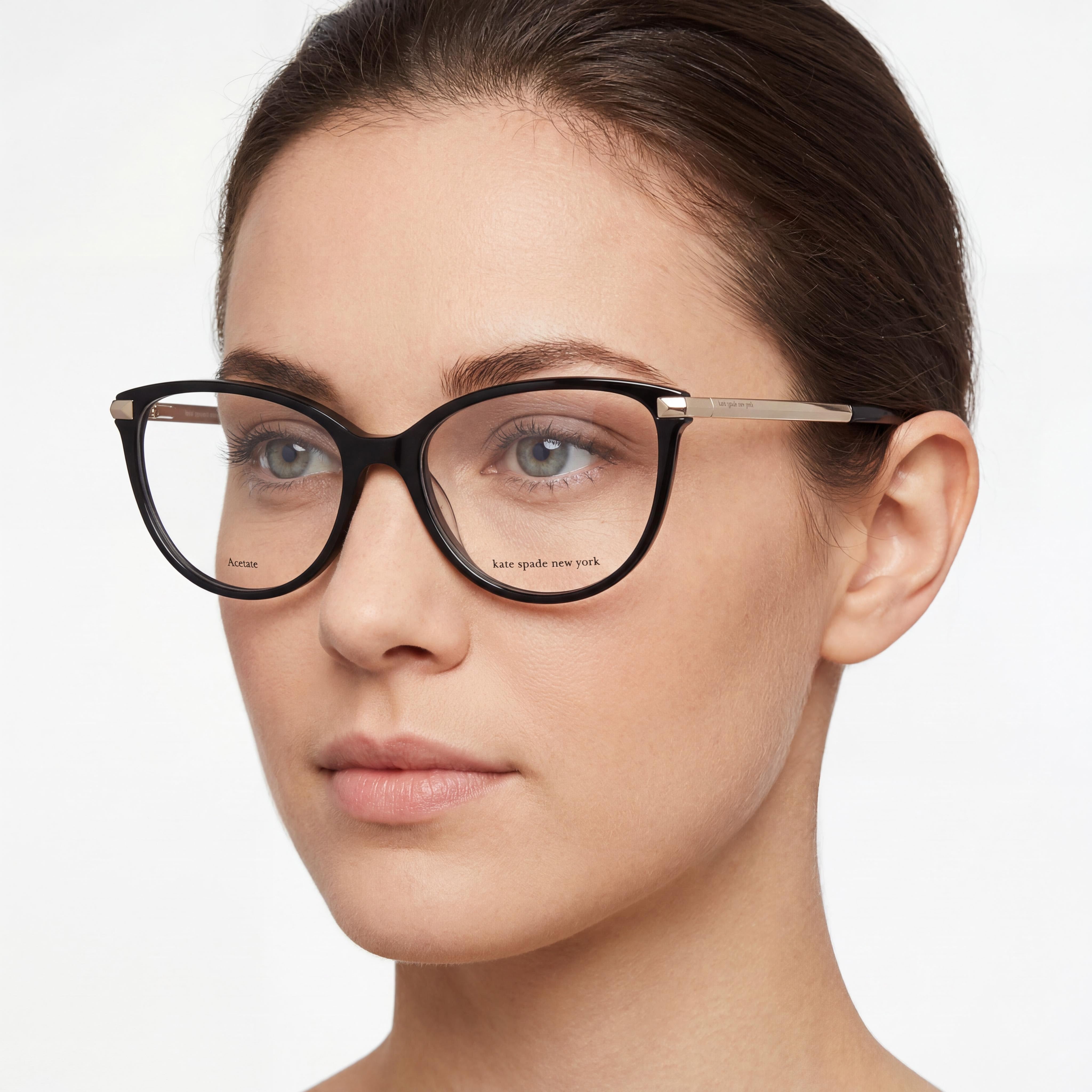 Kate Spade New York Washable Women's Cat Eye Acetate Black Non-Polarized Polycarbonate 54mm Eyeglasses, Photo 3