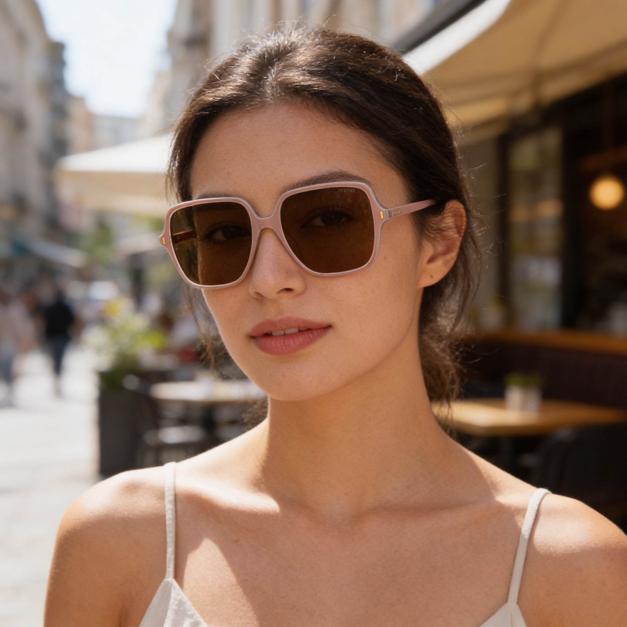 Polaroid Casual Women's Pink ECO POLYCARBONATE Frame Polarized Sunglasses with High UV Protection, Bronze Lenses, 56mm, Photo 4