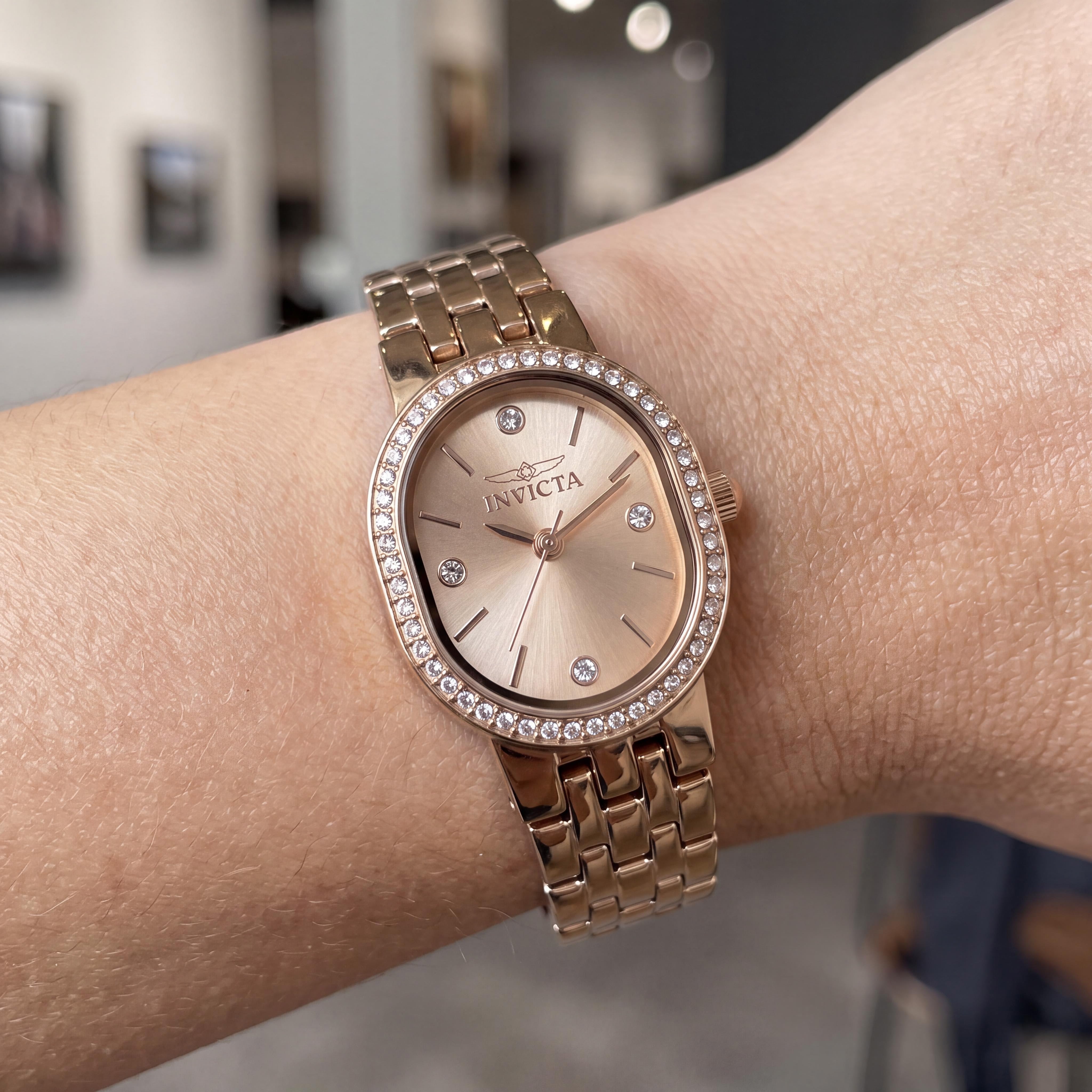 Invicta Angel Collection 48137 Unisex Rose-Gold Dial Stainless Steel Bracelet Quartz Water Resistant Watch 20mm Case, Photo 4