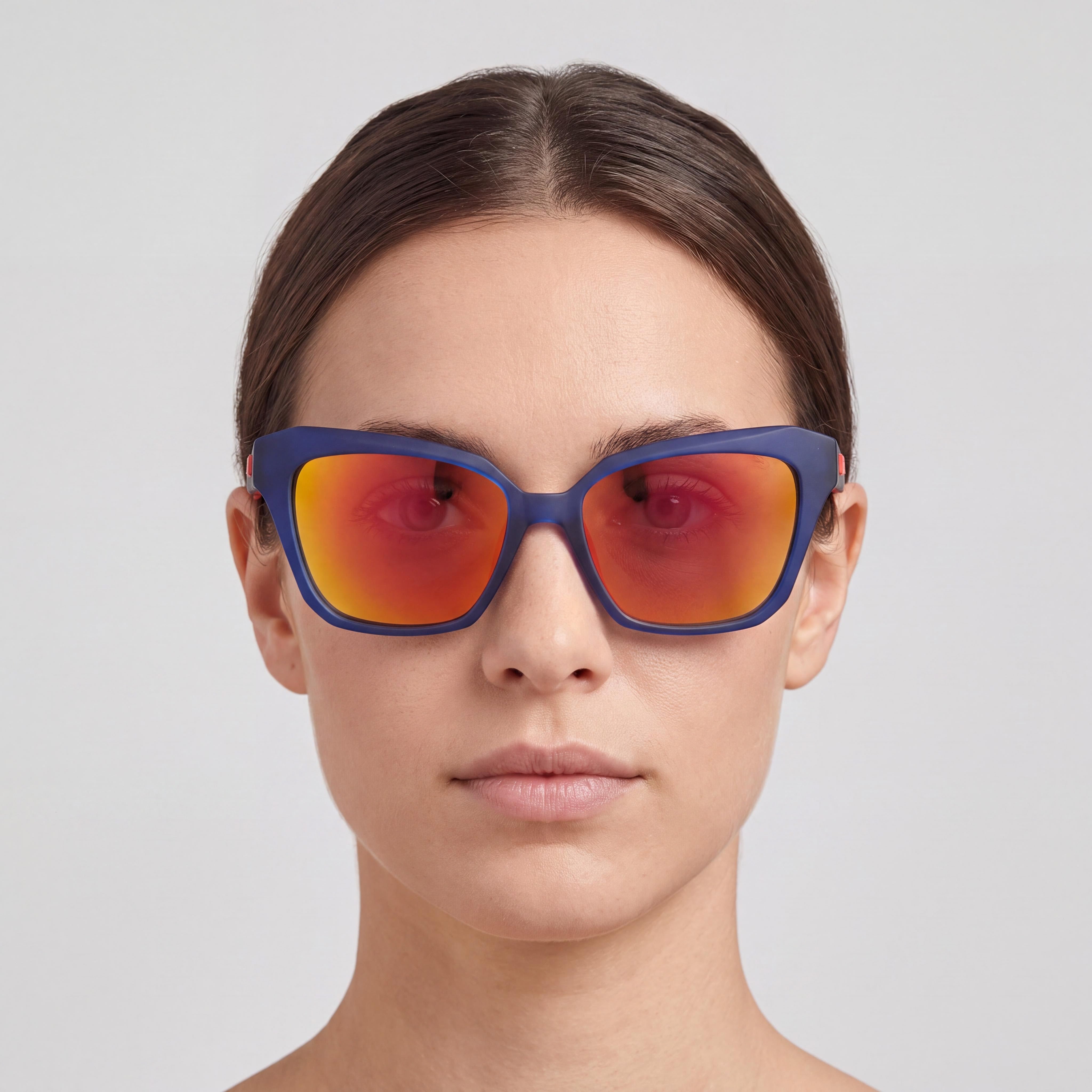 adidas Originals OR0038 85U Gafas de Sol Inyectadas Ojo de Gato Contemporáneas para Mujer, Montura Azul Celeste, Lentes Espejo Burdeos, Protección UV 55mm, Photo 5