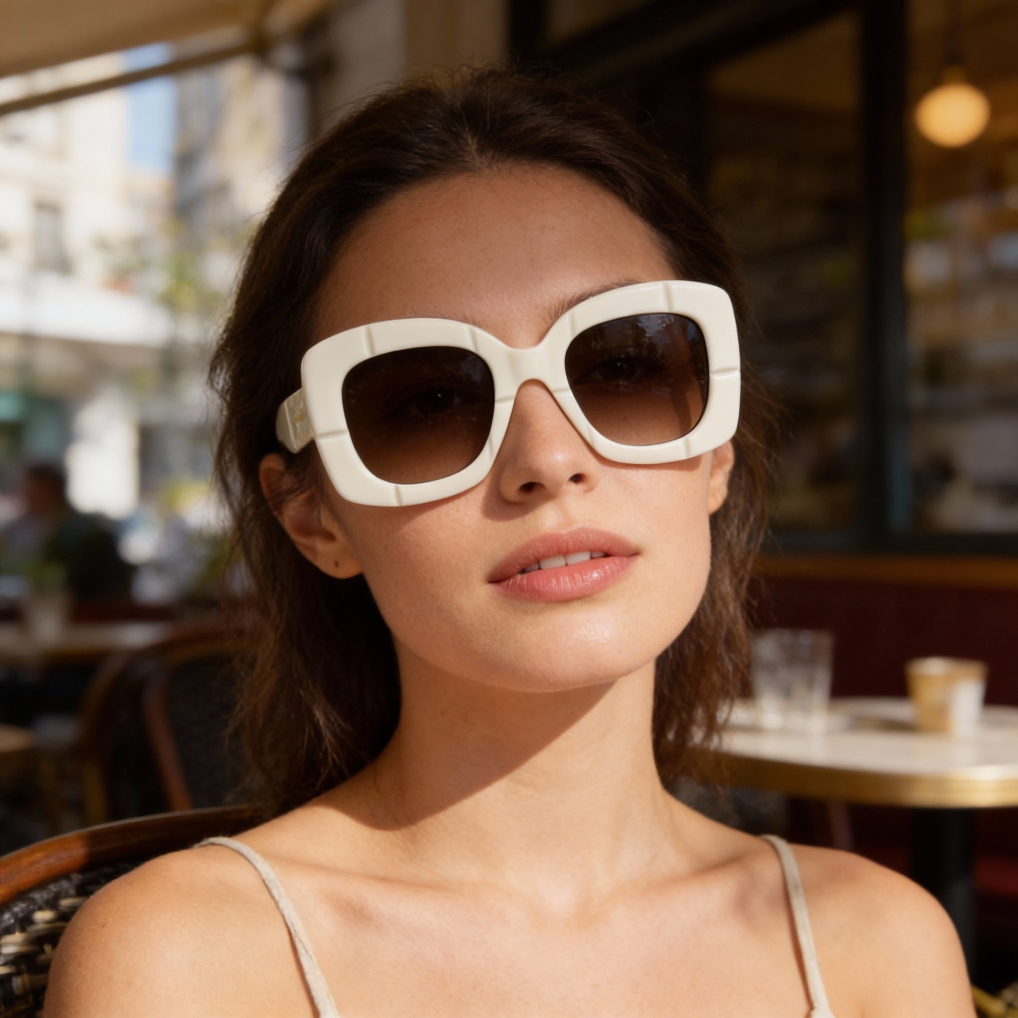 Gafas de sol Kate Spade New York para mujer, estilo casual, de acetato blanco roto, con montura cuadrada, protección UV y sombreado marrón, de 50 mm, Photo 4