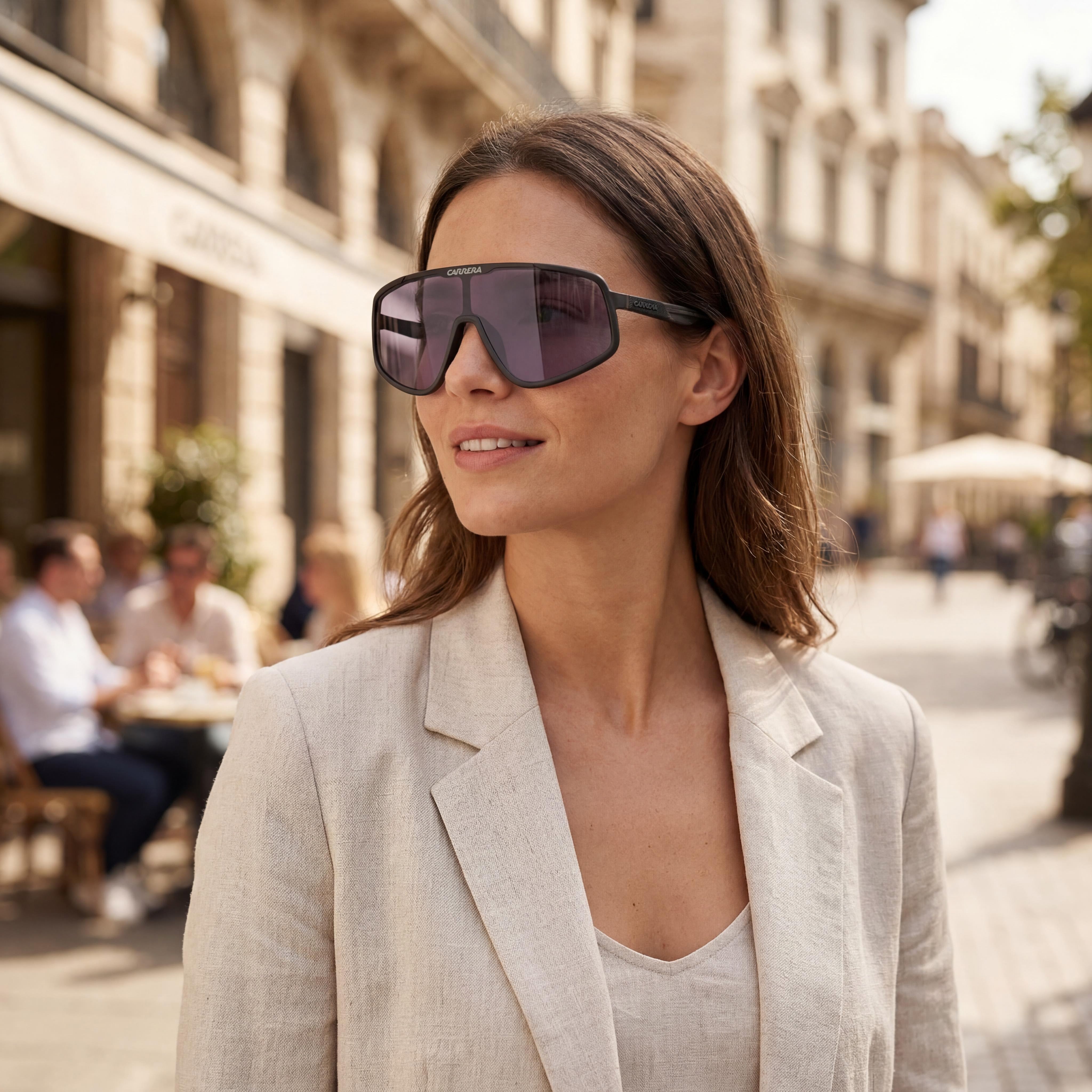Carrera Casual Women's Matte Black Eco Polyamide Frame & Lens Sunglasses with UV Protection, Non-Polarized 99mm, Photo 6