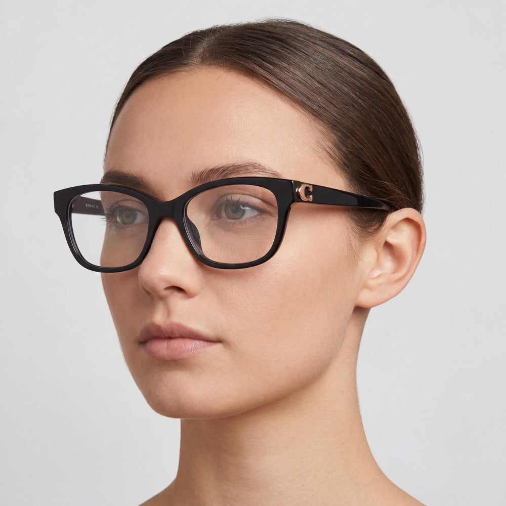 Armazones para lentes de mujer Coach Hc6257u de plástico negro, ajuste universal, cuadrados, 51-18-140