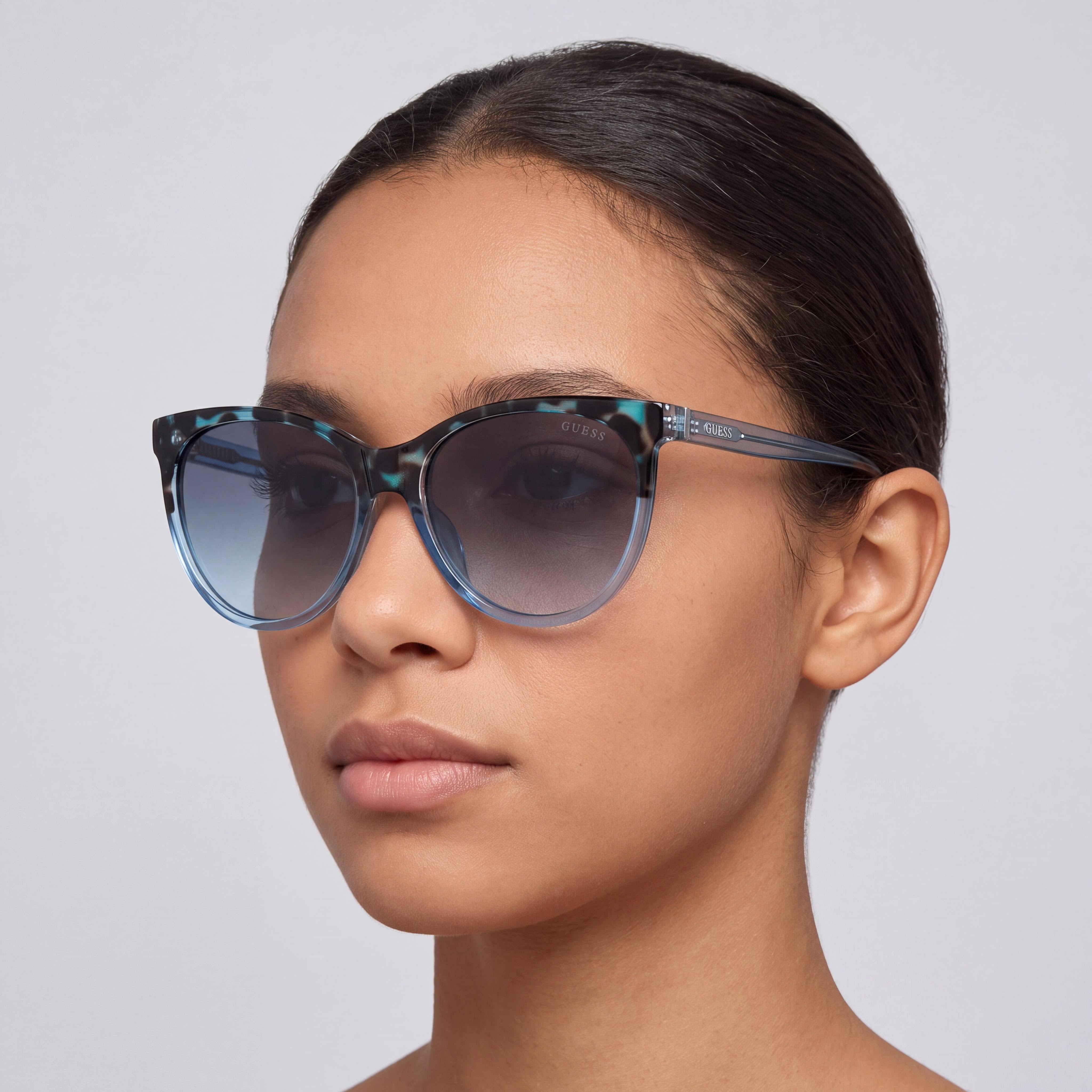 GUESS Round GU777892W58 Unisex Plastic Blue Frame Gradient Blue Lens UV Protection Sunglasses 58mm, Photo 4