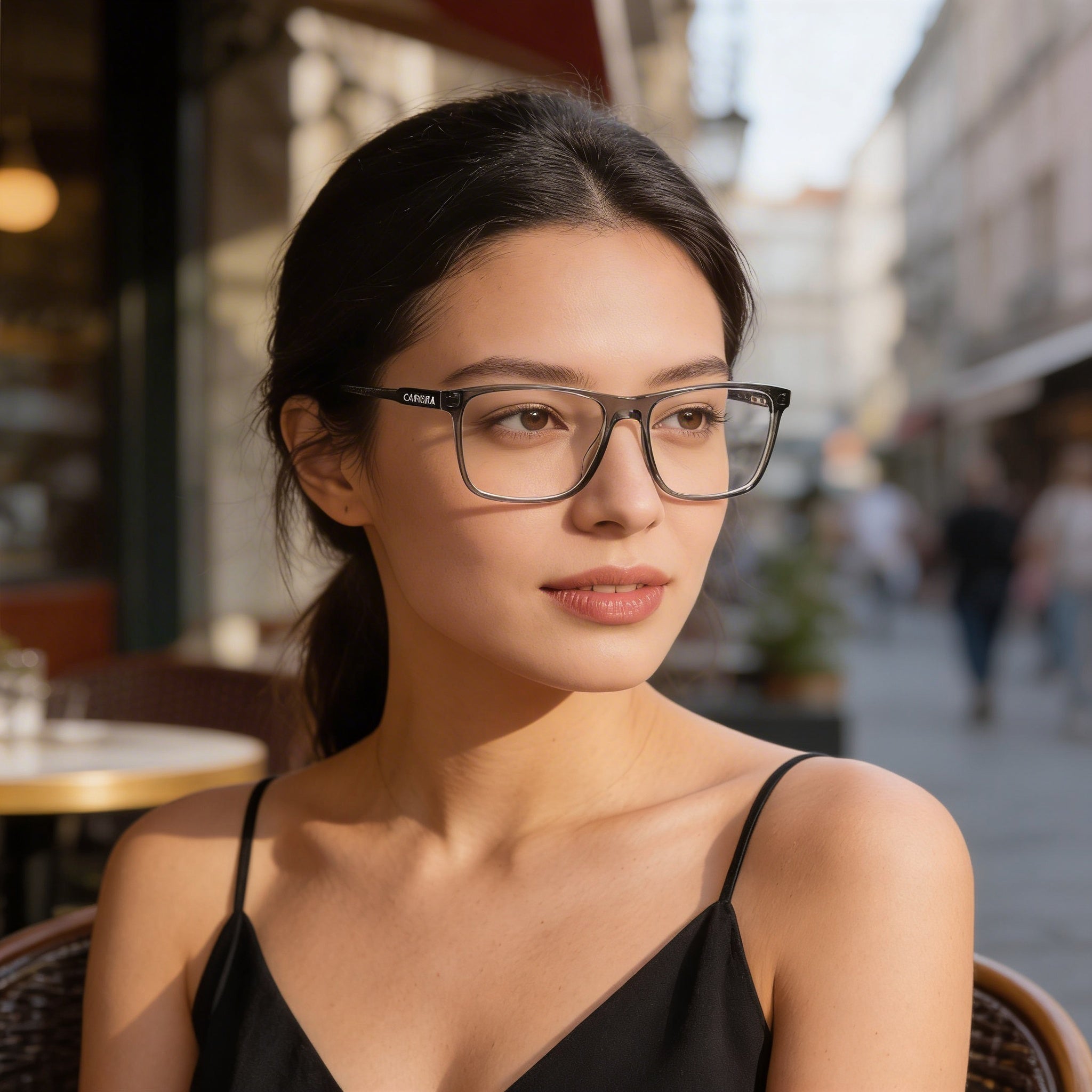 Carrera Modern Unisex Acetate Frame Eyeglasses in Transparent Grey with Polycarbonate Grey Lenses, 54mm, Photo 6