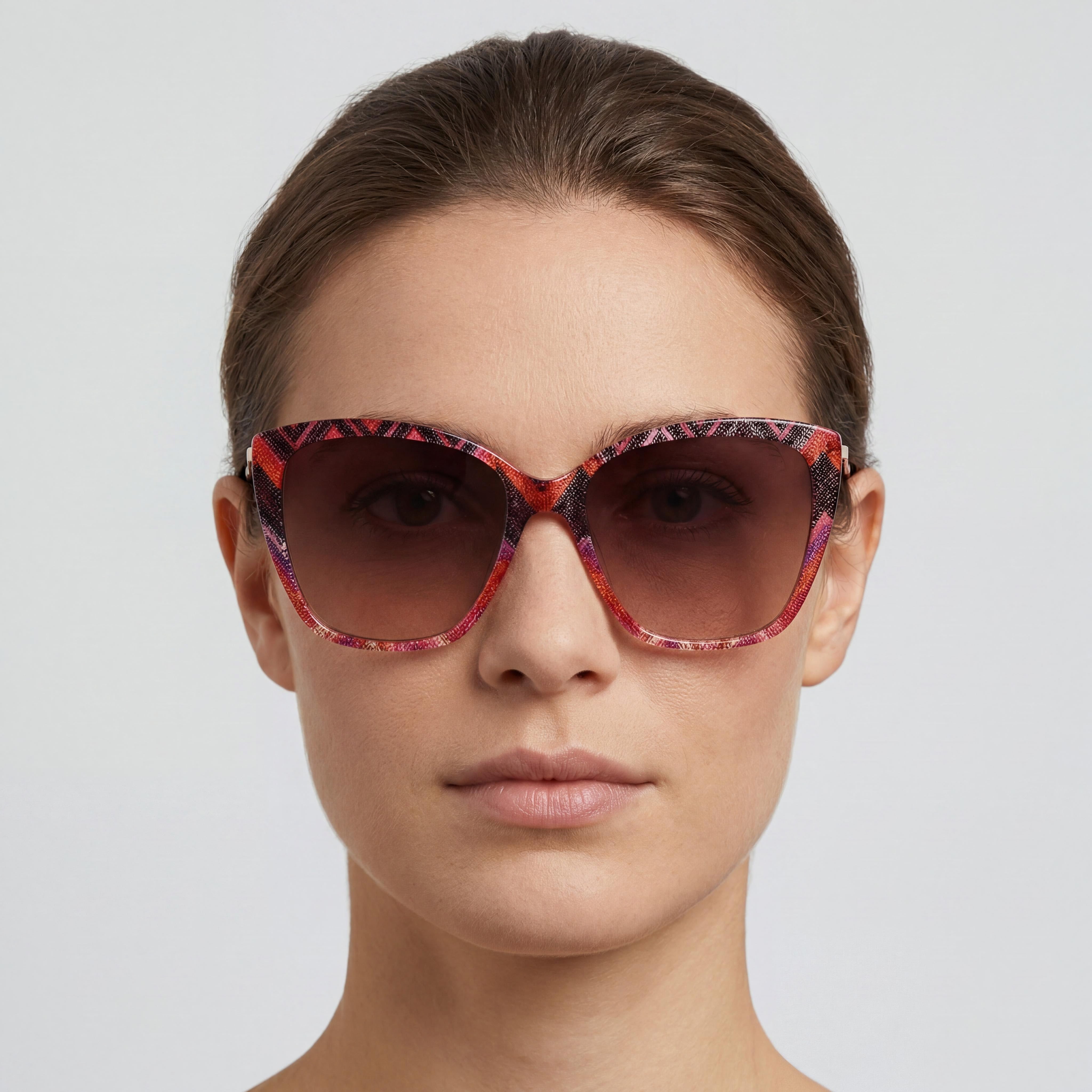 Gafas de sol clásicas Missoni de acetato para mujer, en tono marrón sombreado Havana, con gradiente rosa y protección UV, 57mm, Photo 4