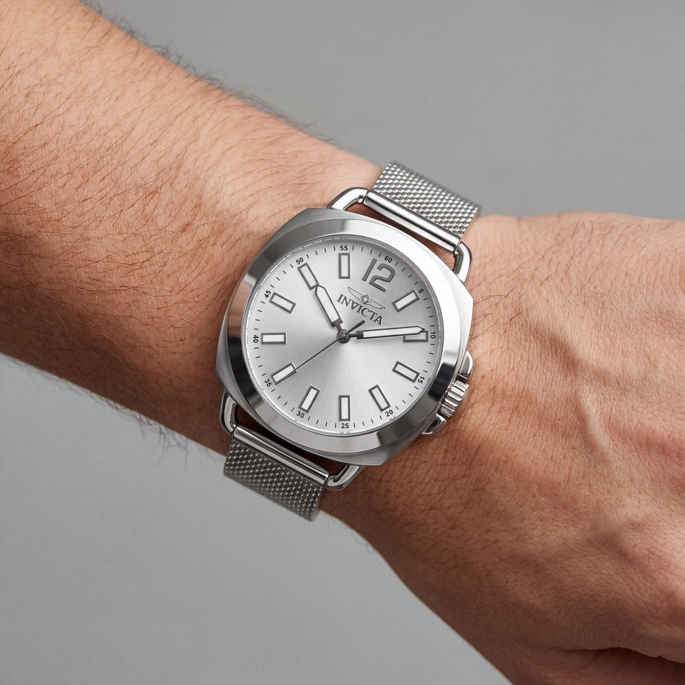 Reloj de cuarzo Invicta Wildflower 48915 para mujer, de acero inoxidable, de 32 mm, con esfera plateada y pulsera de eslabones.