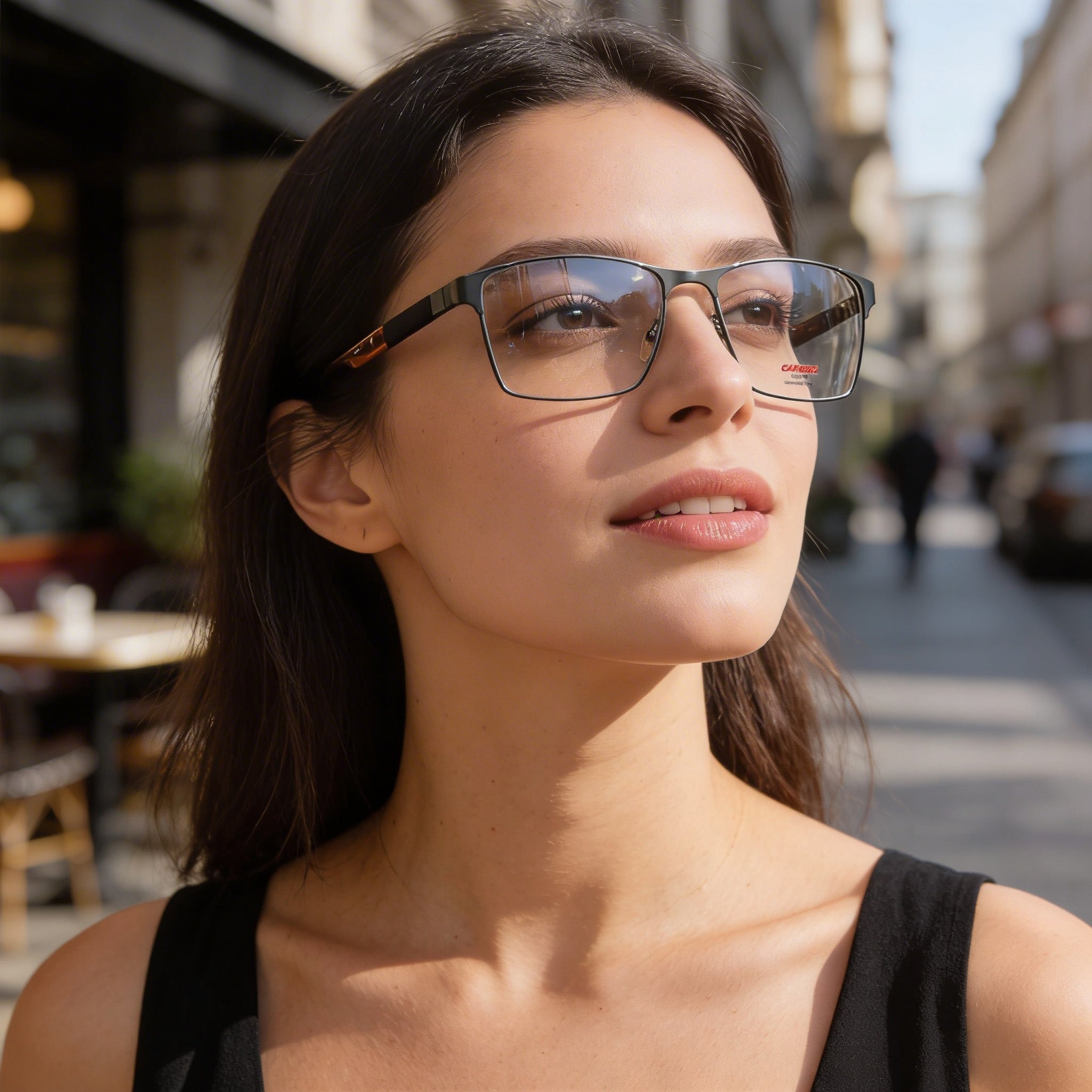 Carrera Gafas de metal de montura completa, unisex, modernas, rectangulares, con lentes transparentes en rutenio mate - Ancho de lente de 56mm, Photo 4