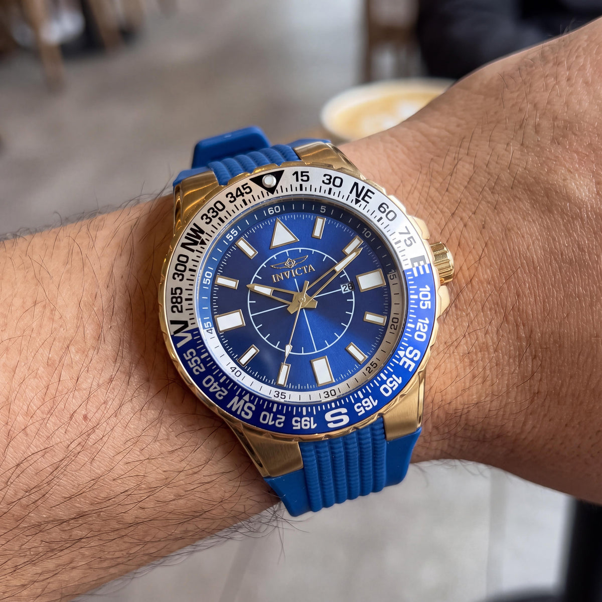 Invicta Aviator 19270 Unisex Quartz 52mm Stainless Steel Blue Dial Water Resistant Compass Watch, Photo 3