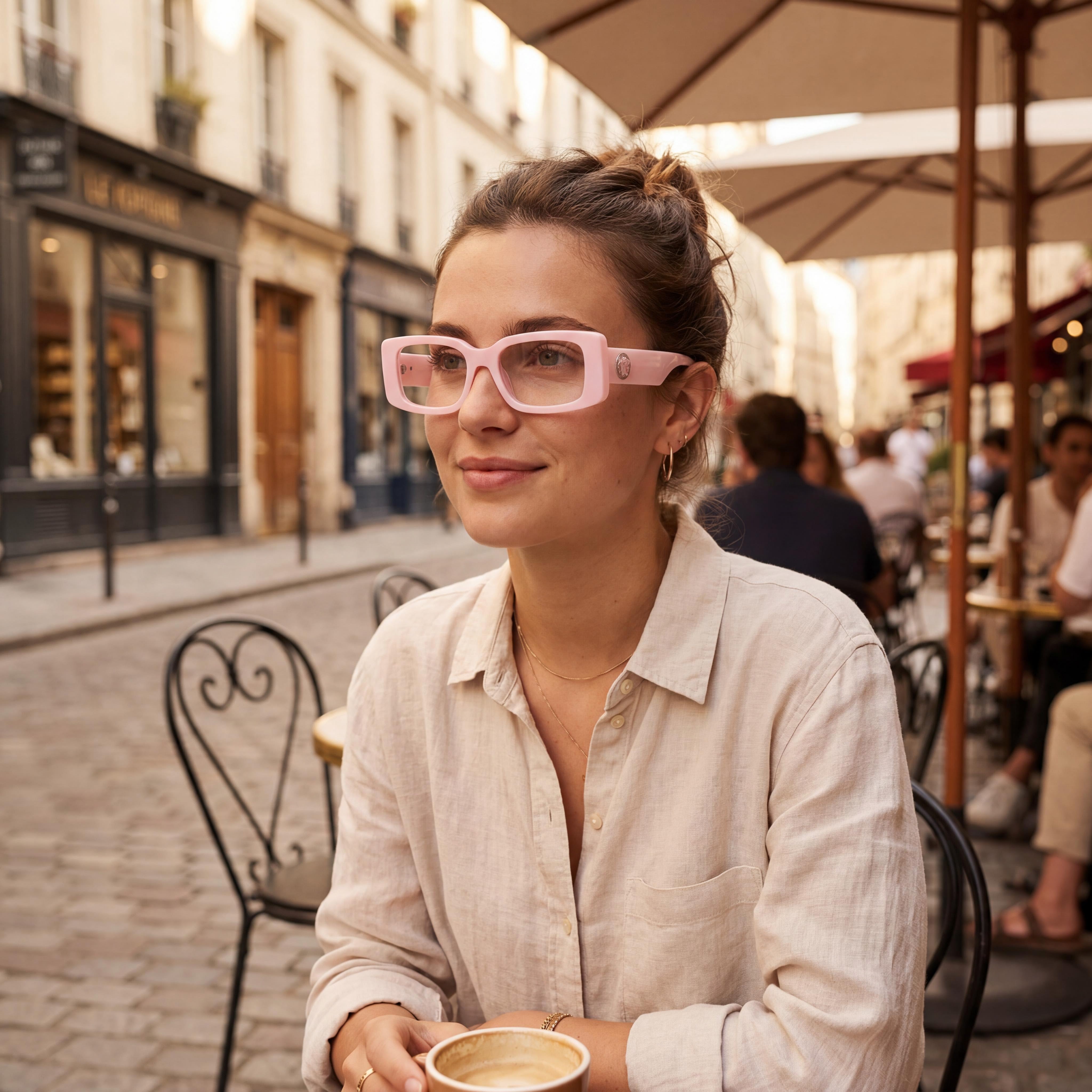 Versace Ve 3362u Women's Eyewear with Pink Acetate Frame, Clear Polycarbonate Lenses (53-17-140mm), Photo 6