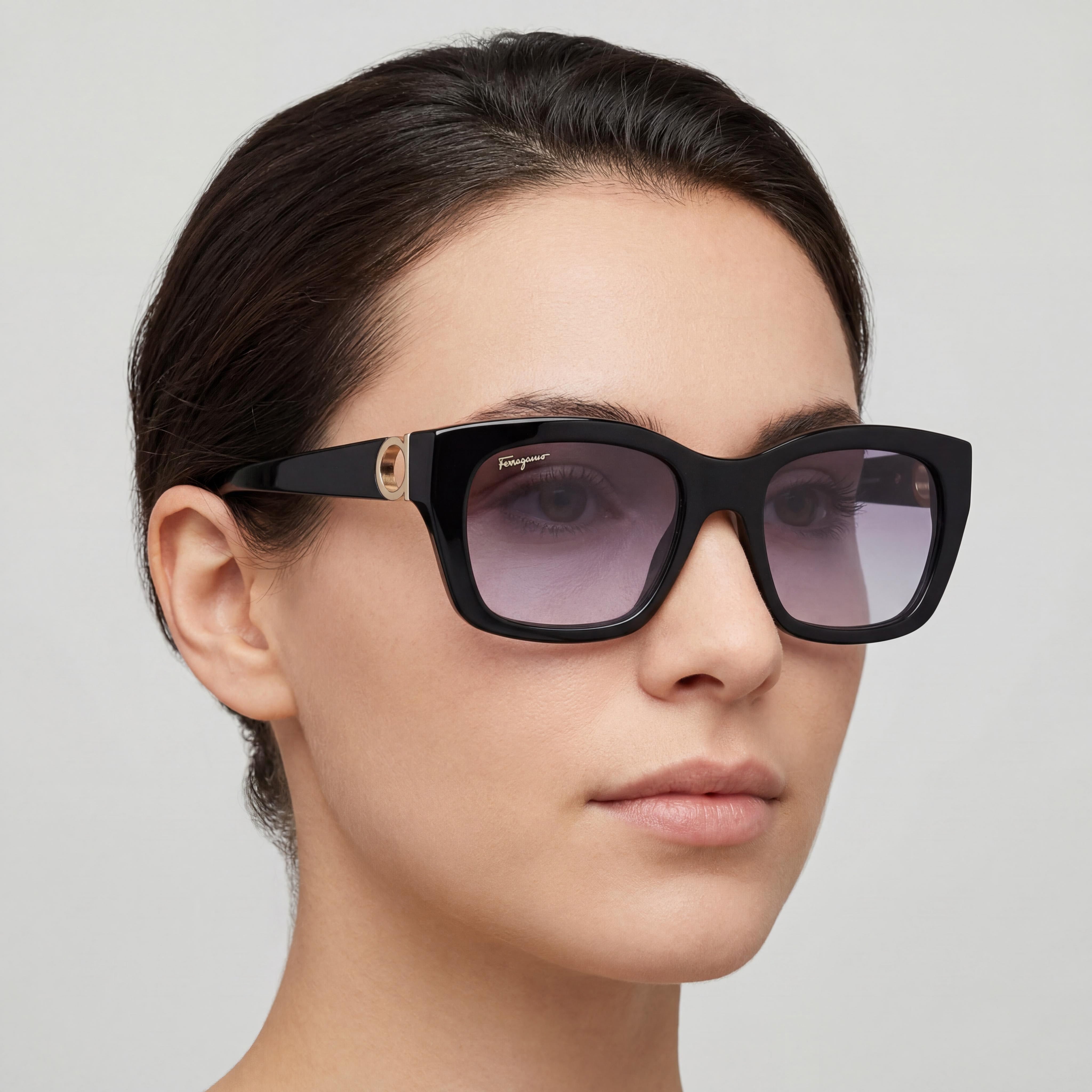 Salvatore Ferragamo SF1012S Contemporary Women's Black BIO INJECTED Grey Lens UV Protected Sunglasses 53mm, Photo 4
