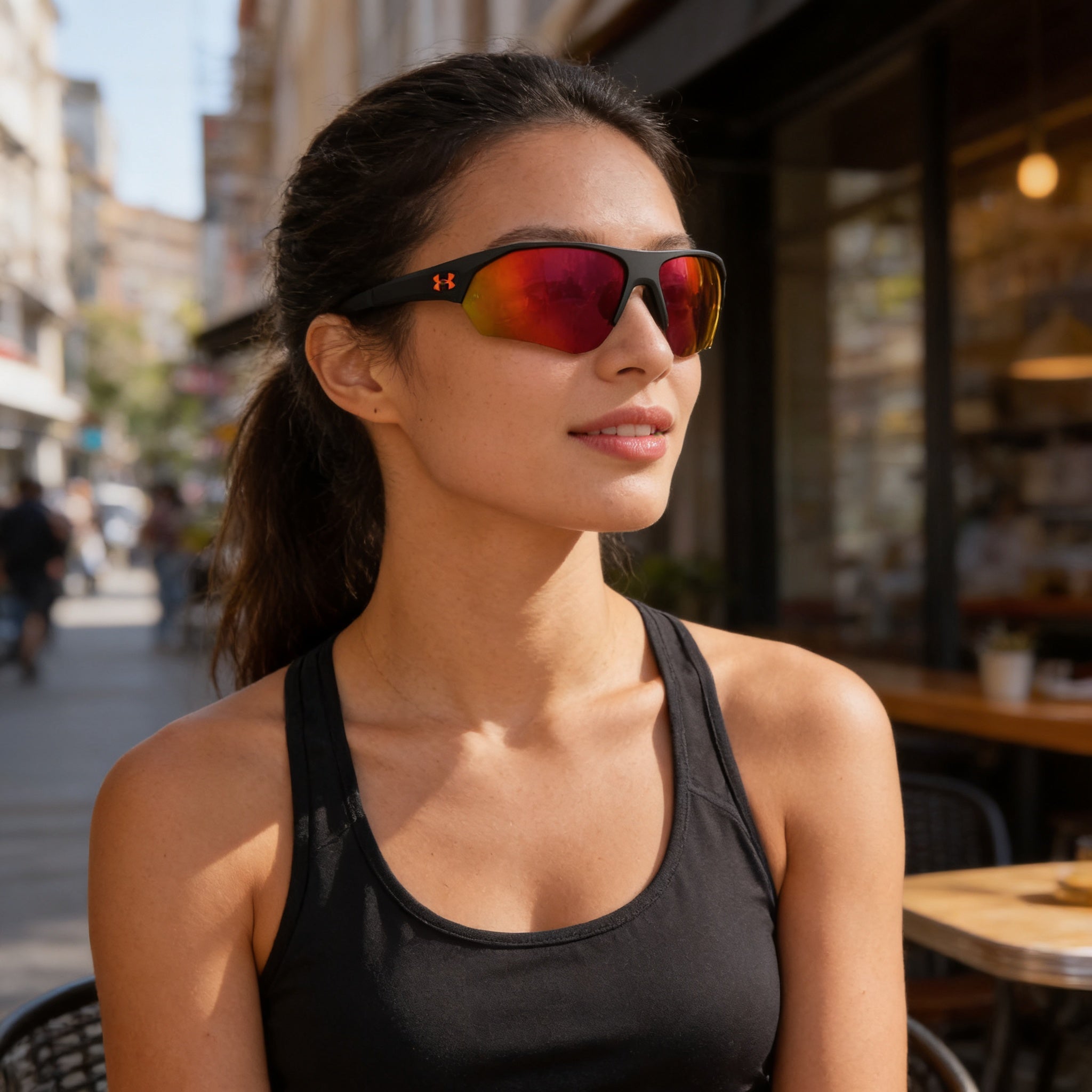 Gafas de sol unisex Under Armour Ua 0001/G/S de propionato, color negro mate con protección UV multicapa roja oleofóbica de 72 mm, Photo 6