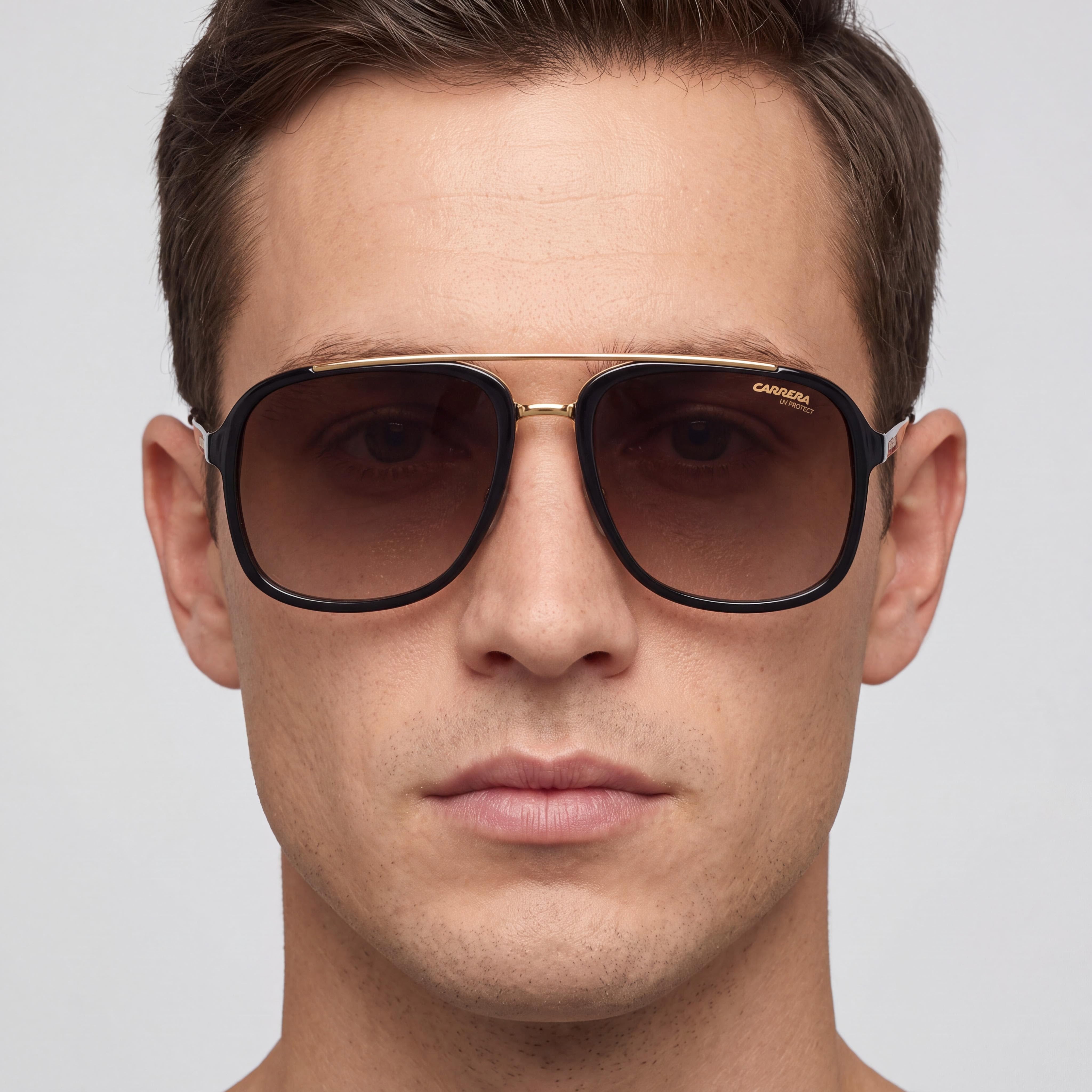 Carrera 133/S Unisex Black Gold Brown Gradient Acetate Metal Non-Polarized Sunglasses 57mm UV Protection, Photo 4