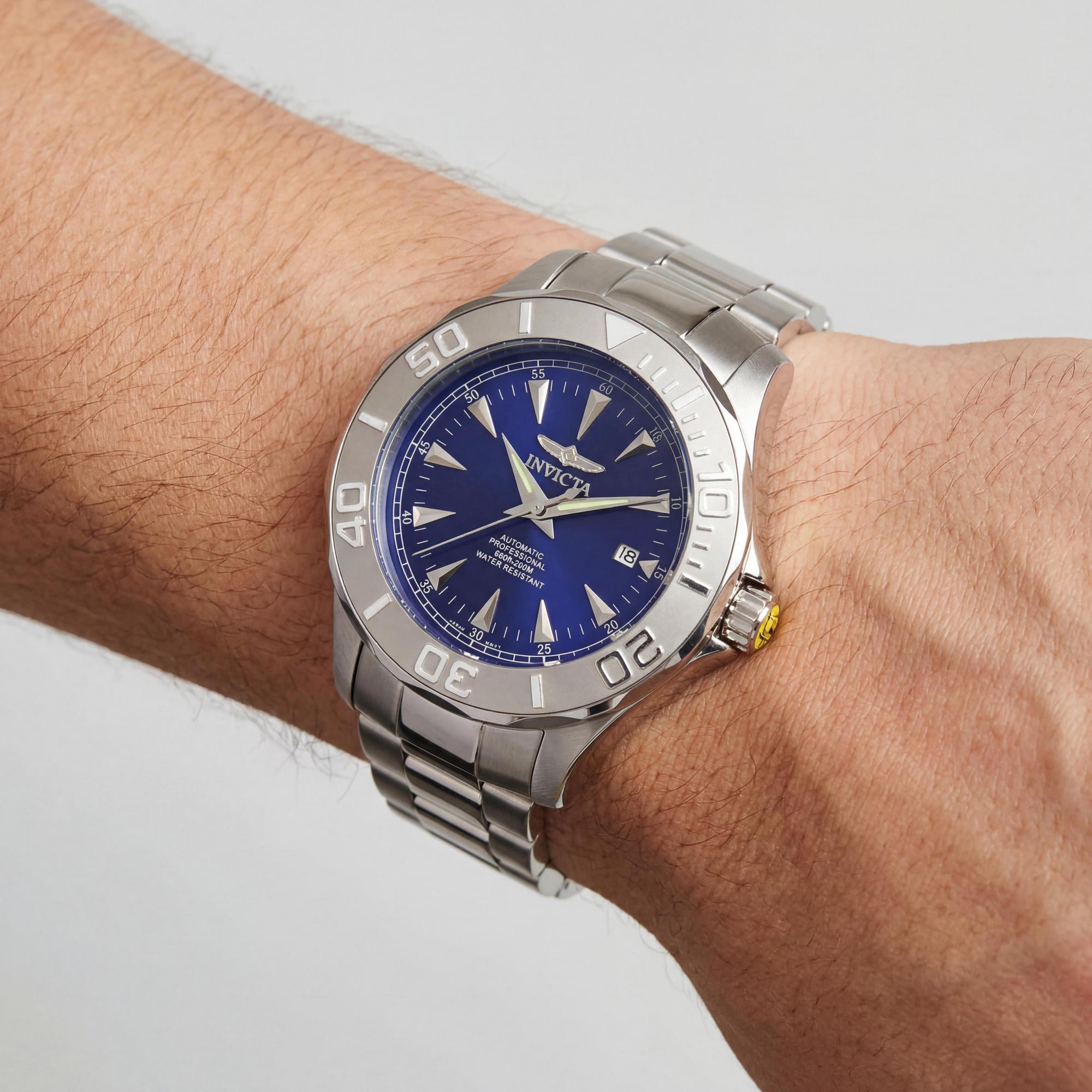 Reloj de pulsera automático Invicta Signature 7035 para hombre, de acero inoxidable, 47 mm, luminoso, resistente al agua y esfera azul., Photo 3